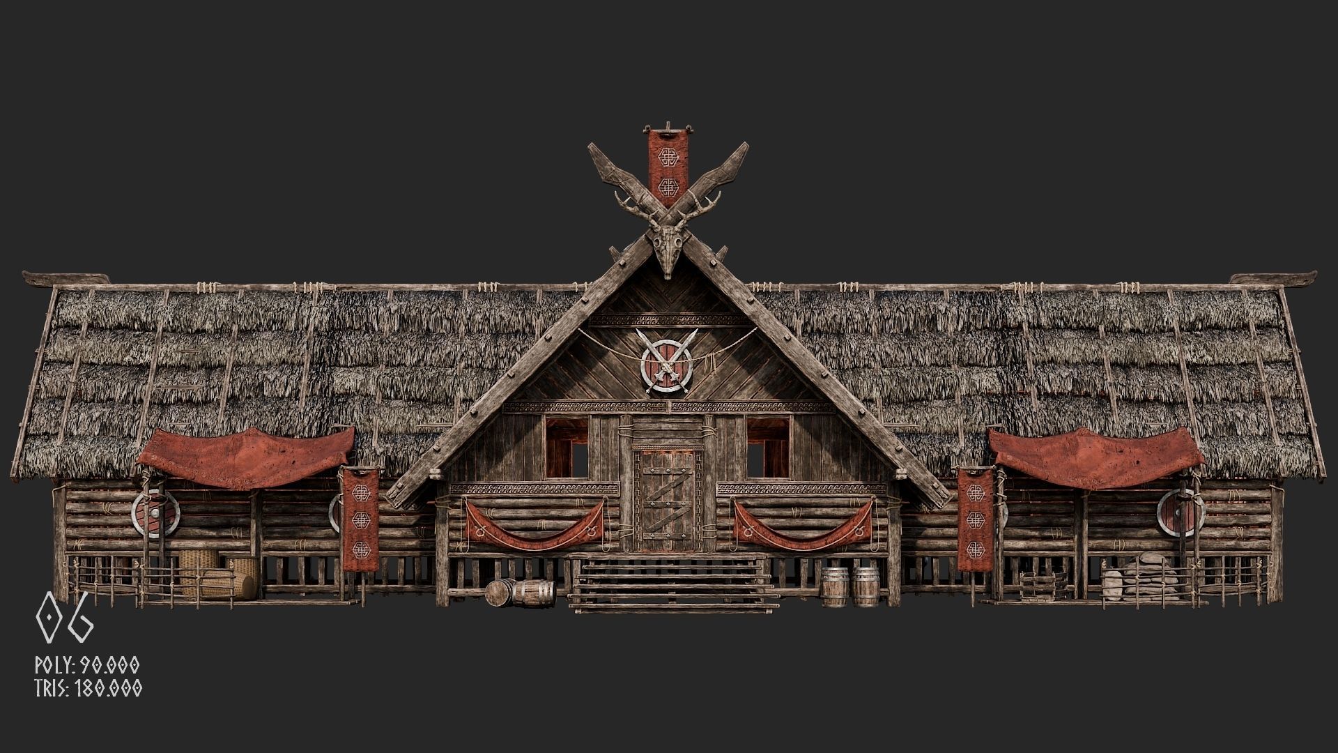 Viking House - 20 4K Textures with Interiors Low-poly 3D model_26