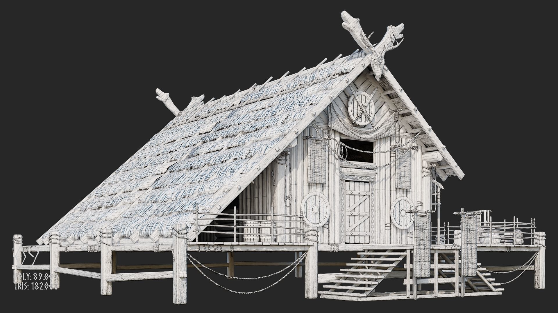 Viking House - 20 4K Textures with Interiors Low-poly 3D model_45