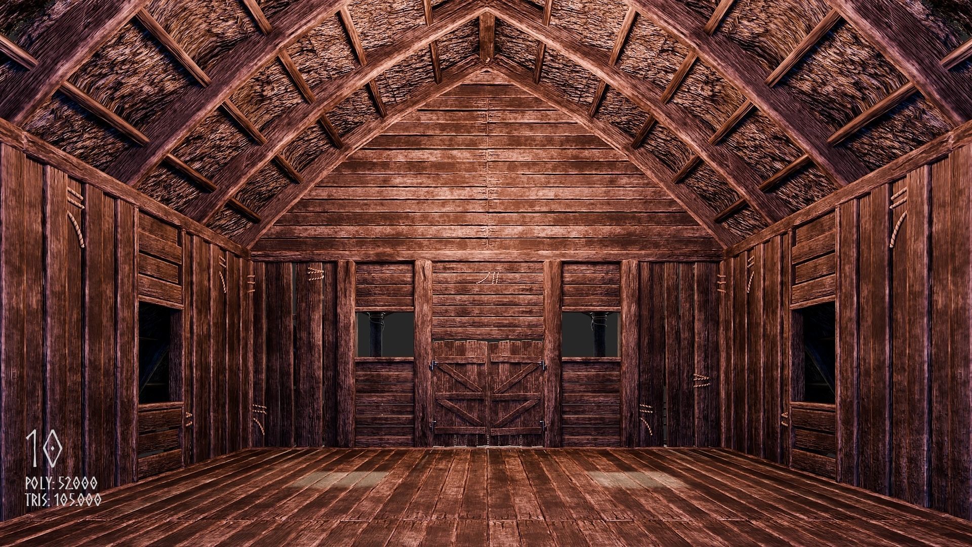 Viking House - 20 4K Textures with Interiors Low-poly 3D model_76