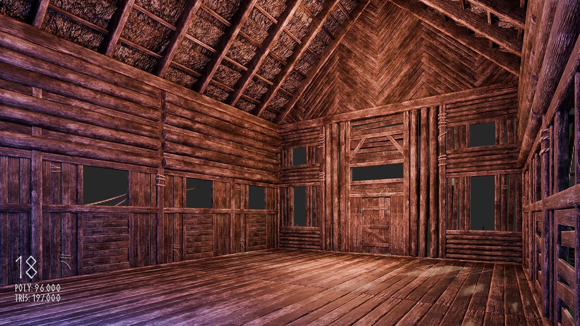 Viking House - 20 4K Textures with Interiors Low-poly 3D model_100