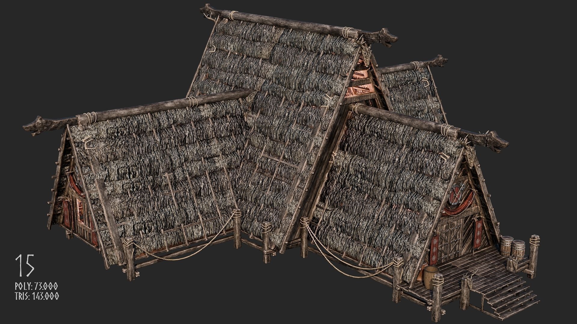 Viking House - 20 4K Textures with Interiors Low-poly 3D model_71