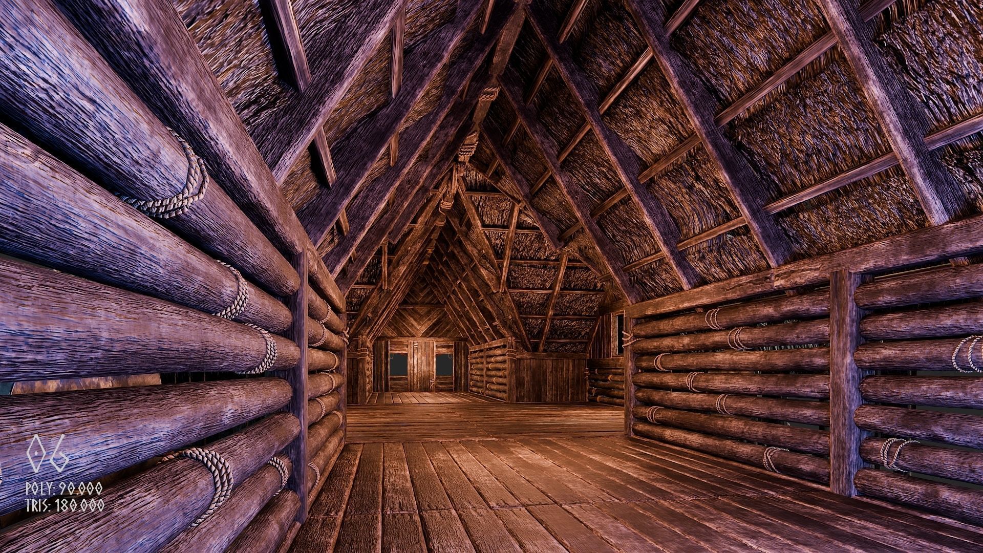 Viking House - 20 4K Textures with Interiors Low-poly 3D model_73
