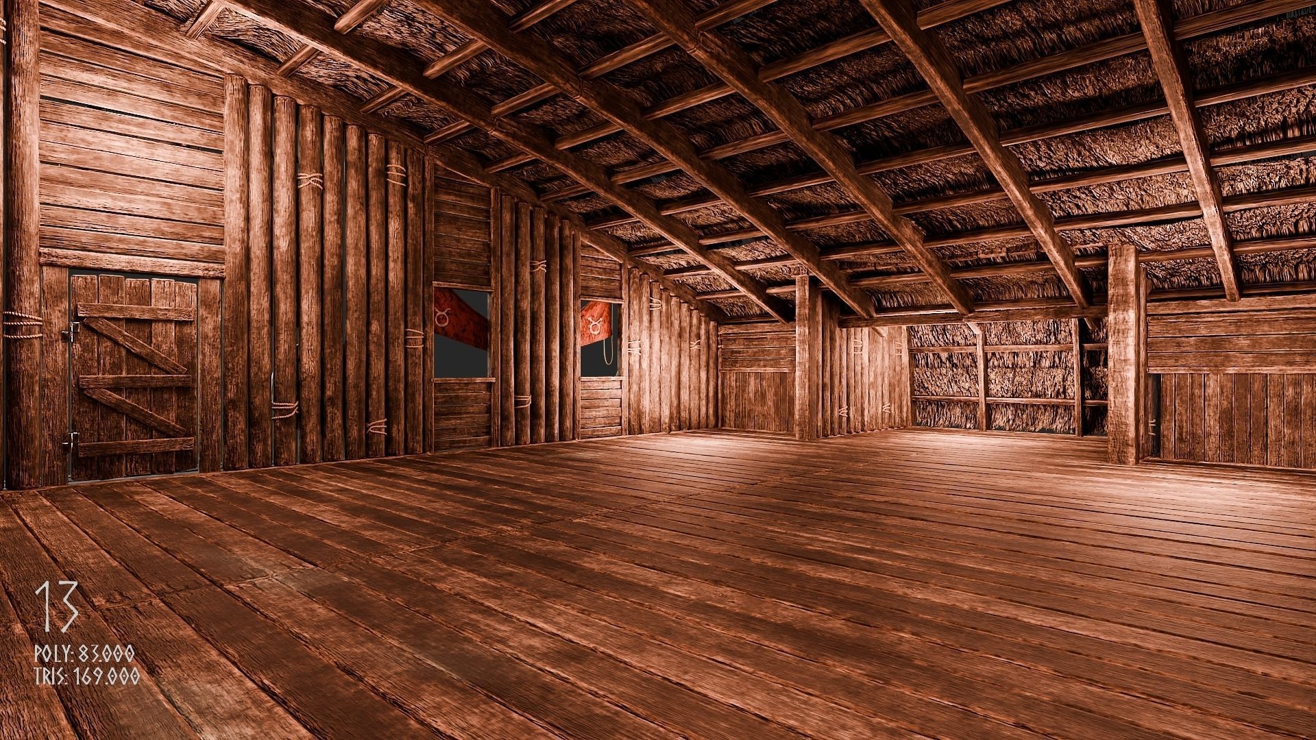 Viking House - 20 4K Textures with Interiors Low-poly 3D model_78