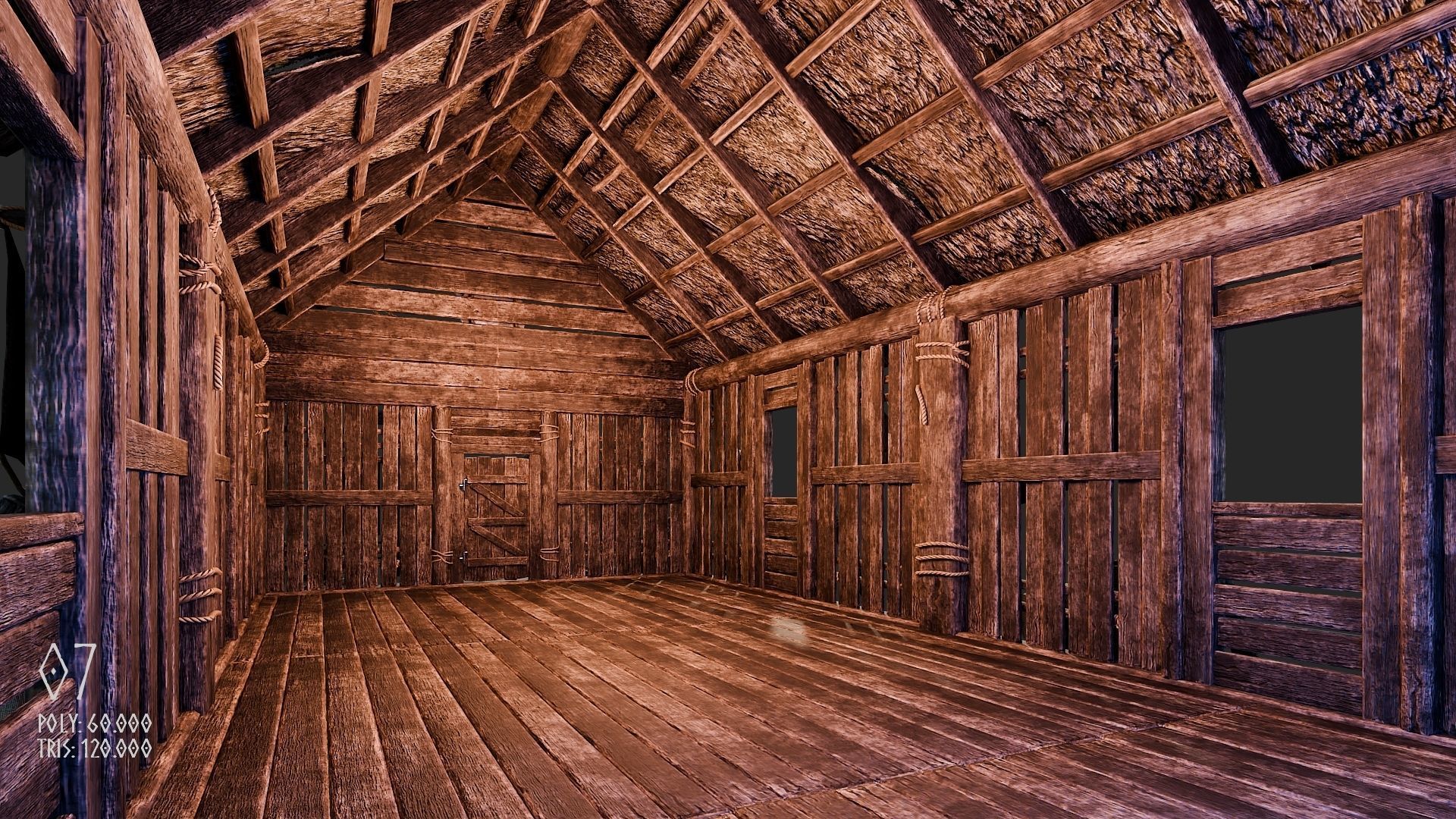 Viking House - 20 4K Textures with Interiors Low-poly 3D model_75