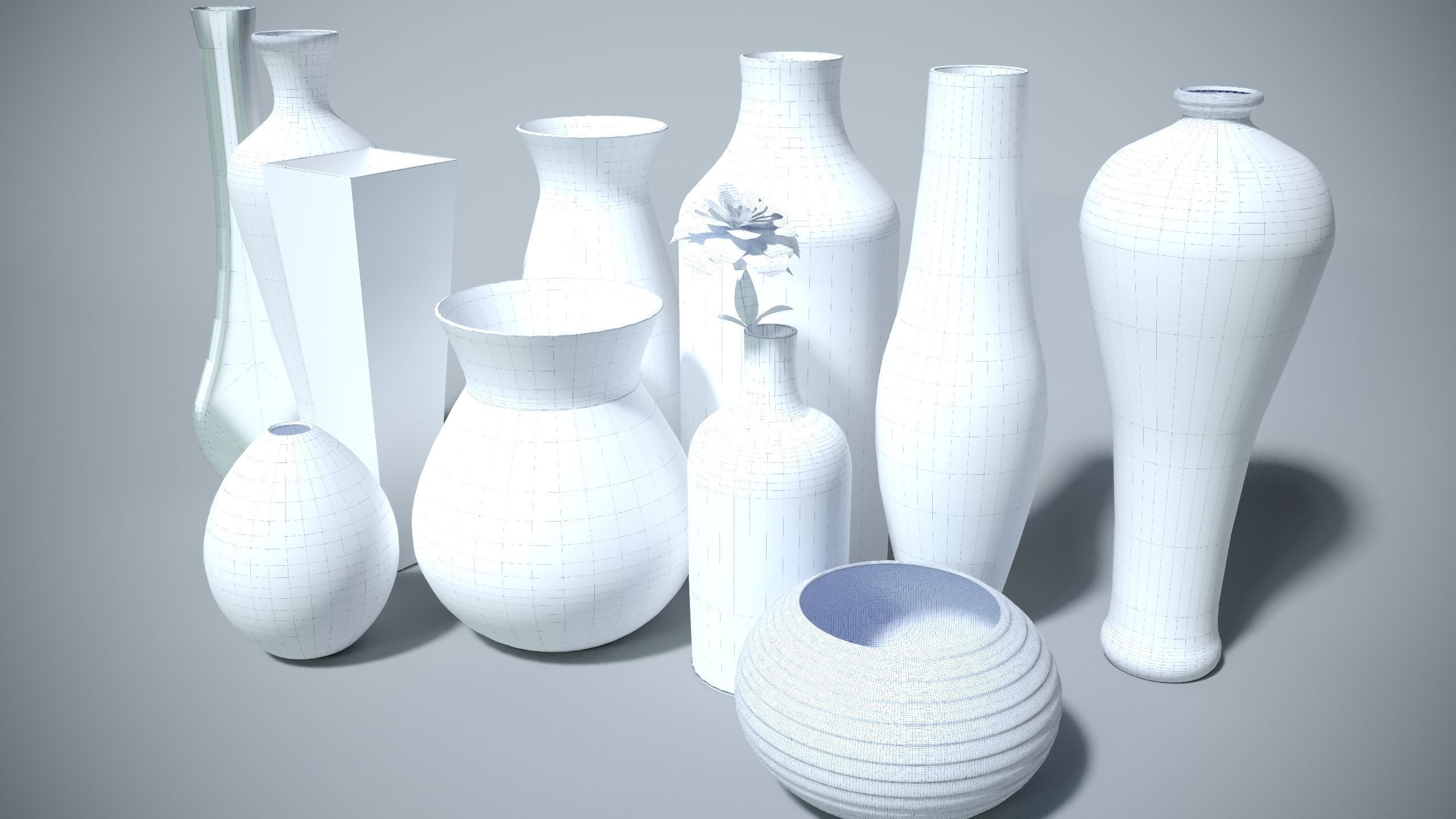 Set of 11 stylish vases in different styles 3D model_6
