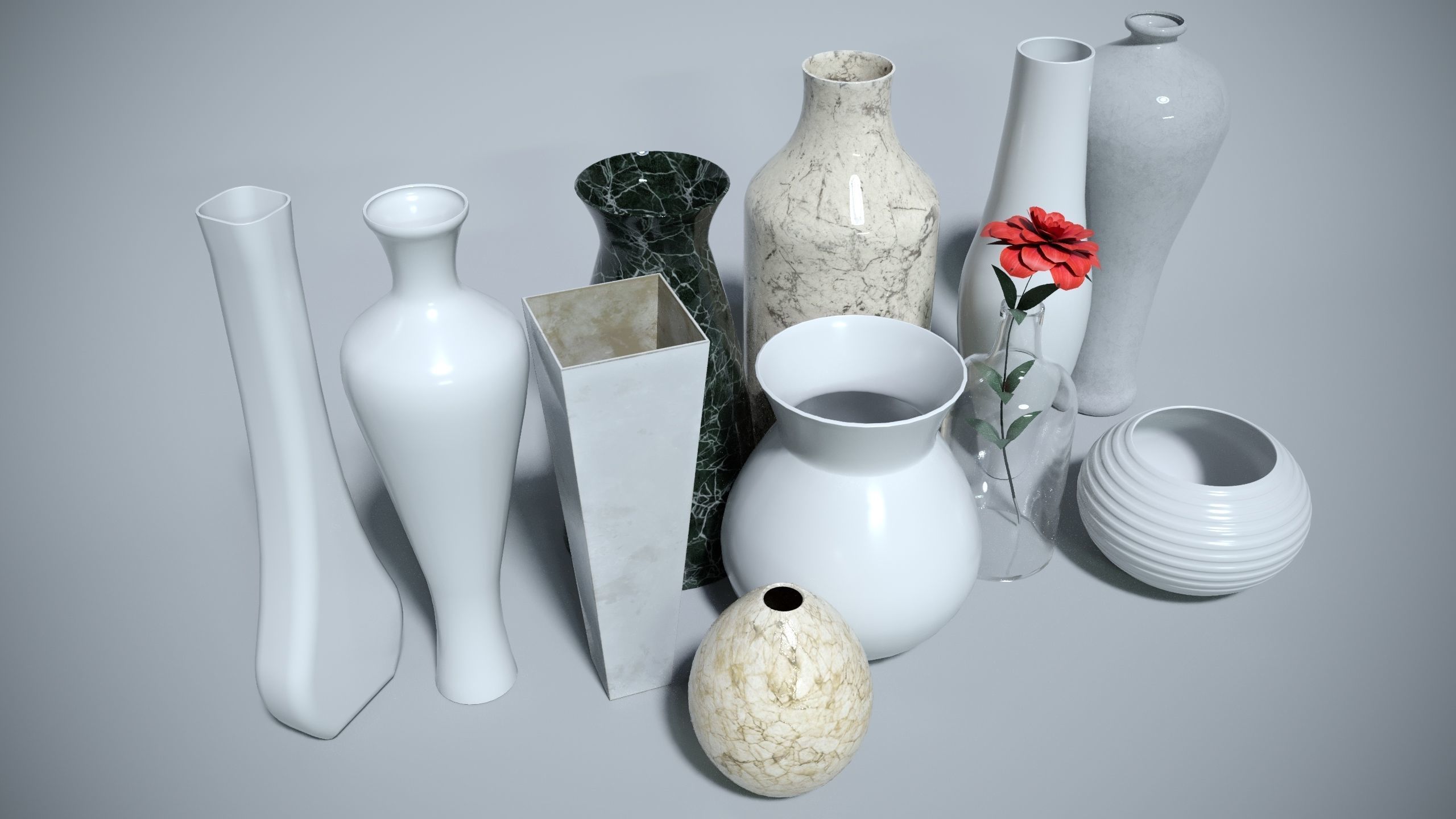 Set of 11 stylish vases in different styles 3D model_3