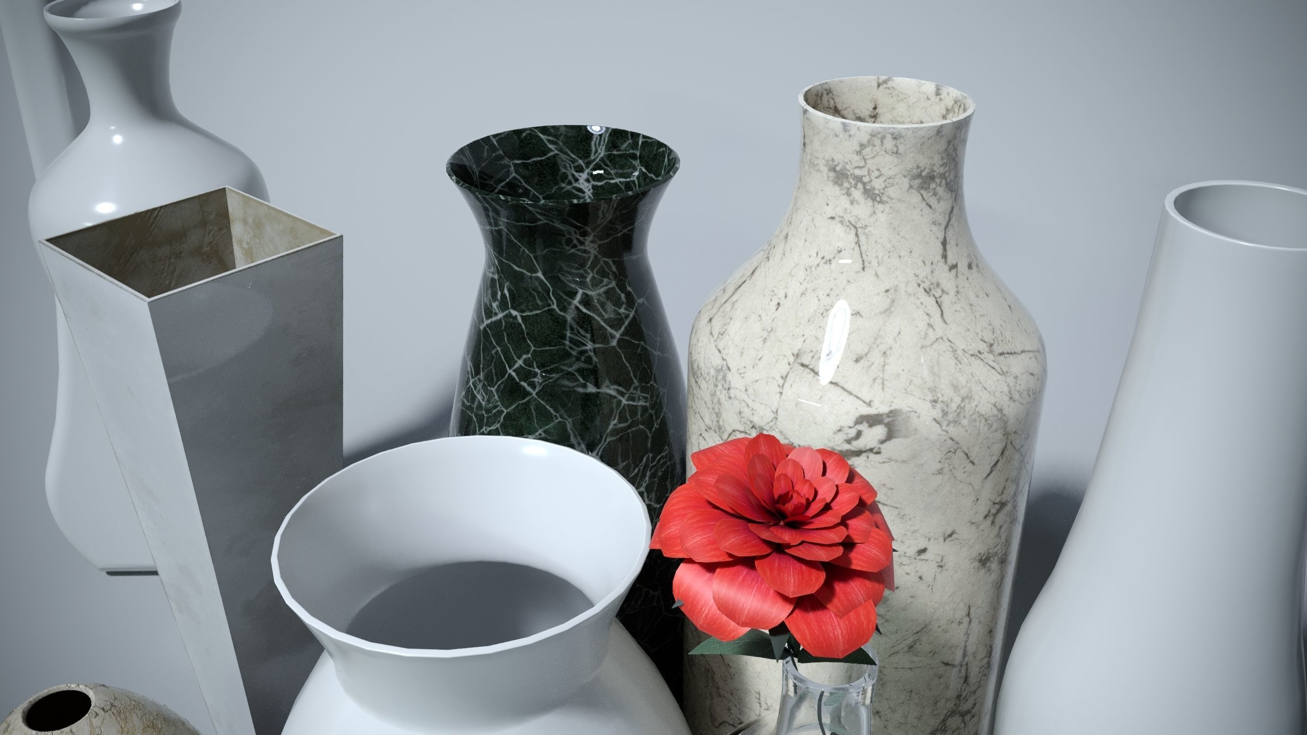 Set of 11 stylish vases in different styles 3D model_4