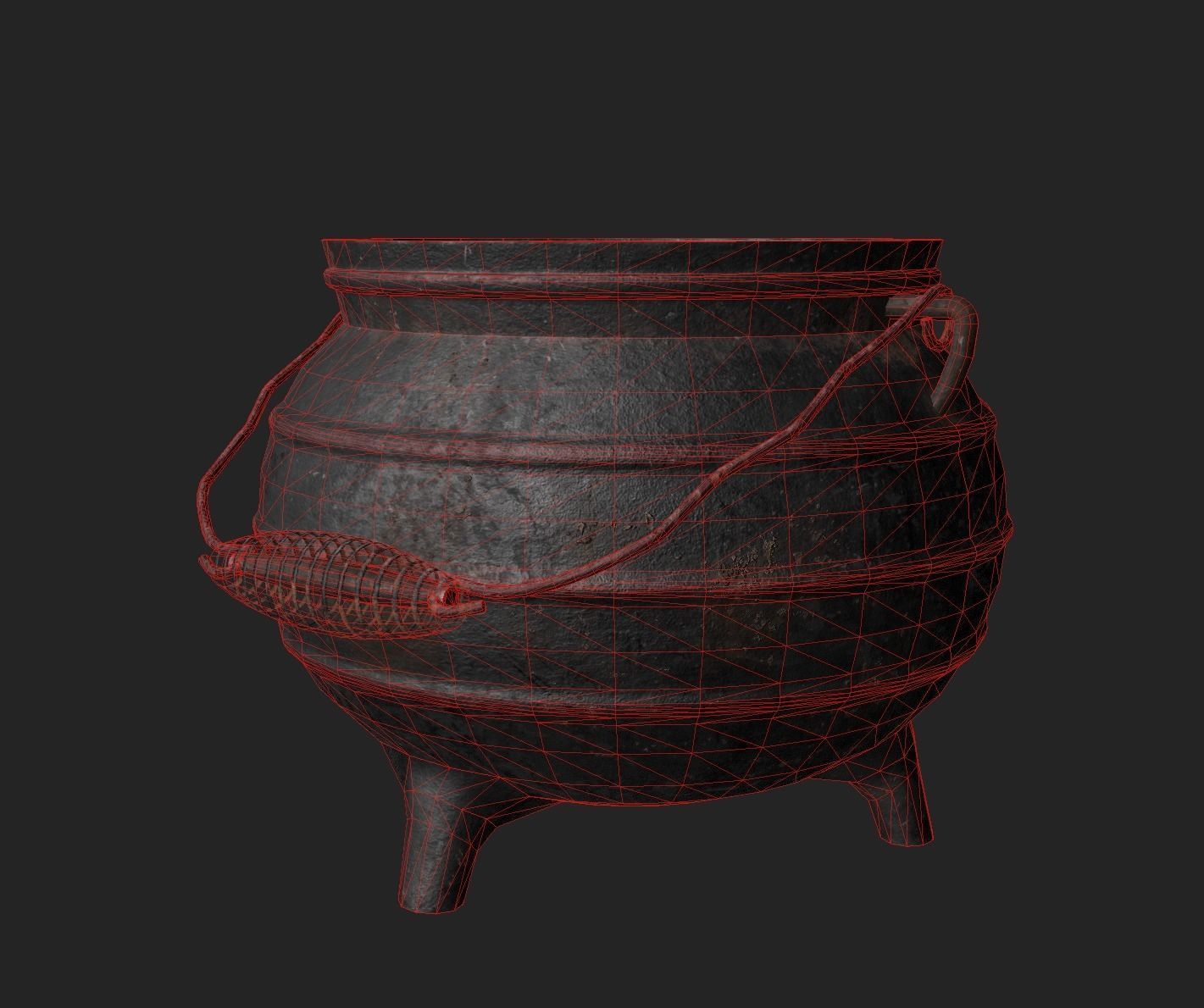 Alchemy Cauldron with Unique Handle - Game-Ready 3D Model Low-poly 3D model_1