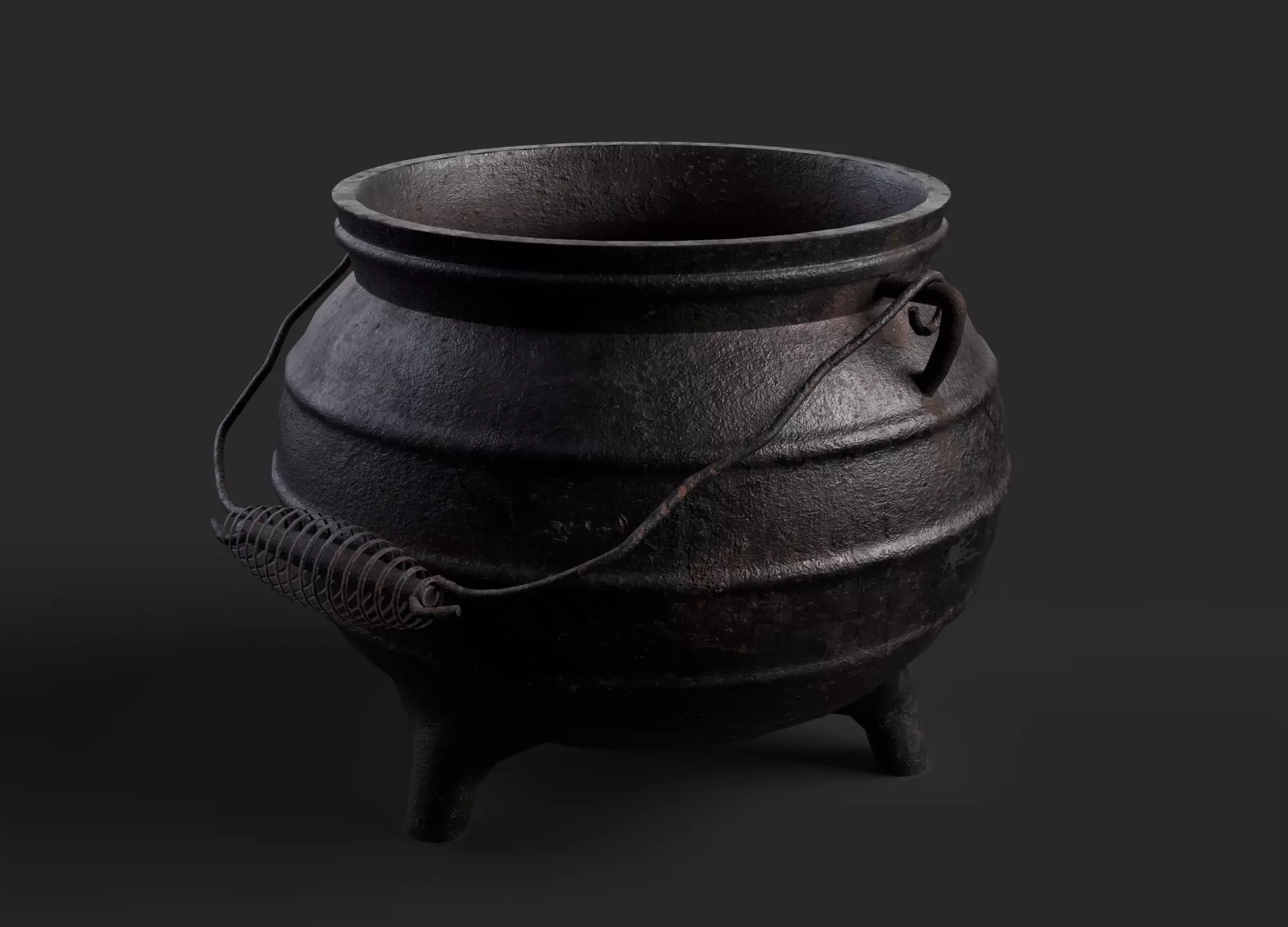 Alchemy Cauldron with Unique Handle - Game-Ready 3D Model Low-poly 3D model_0