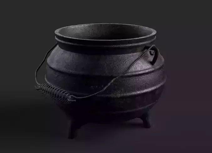 Alchemy Cauldron with Unique Handle - Game-Ready 3D Model Low-poly 3D model