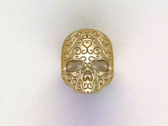 Skull ring with engraving