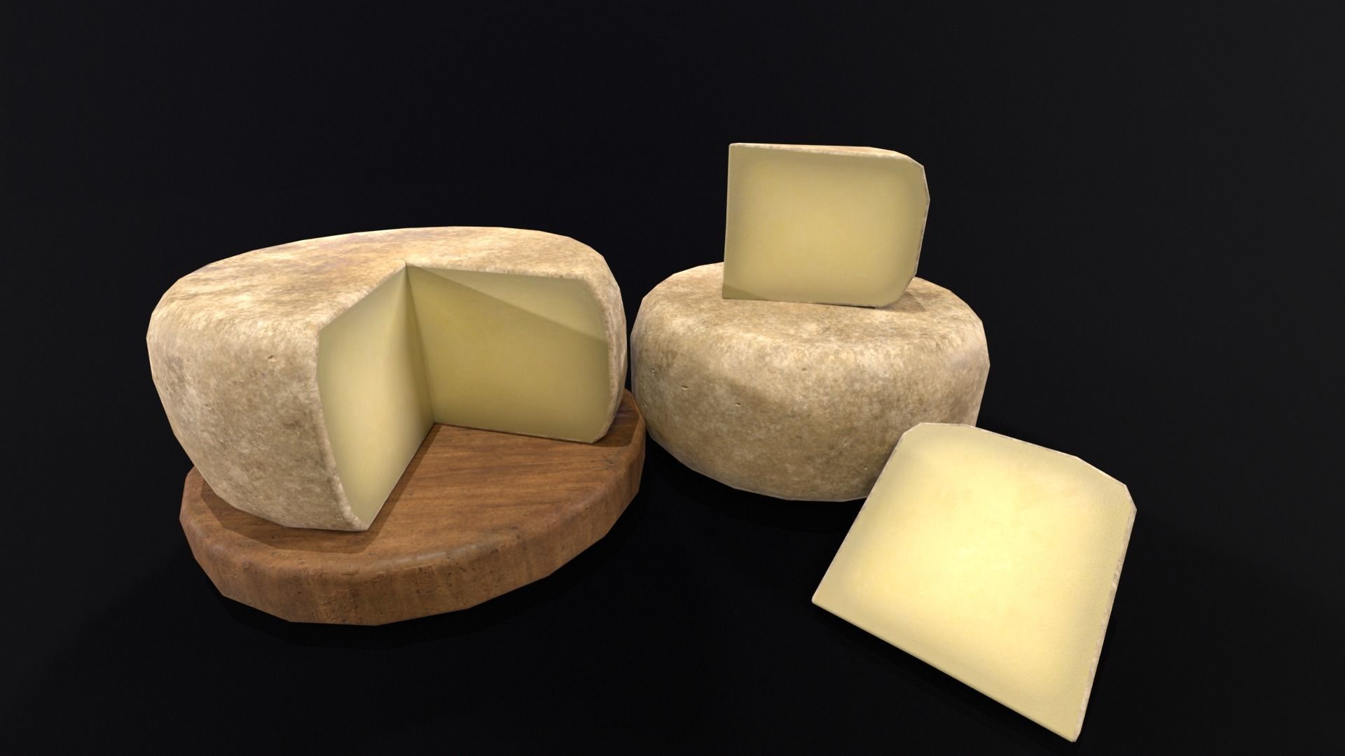 Cheese Low-poly 3D model_2
