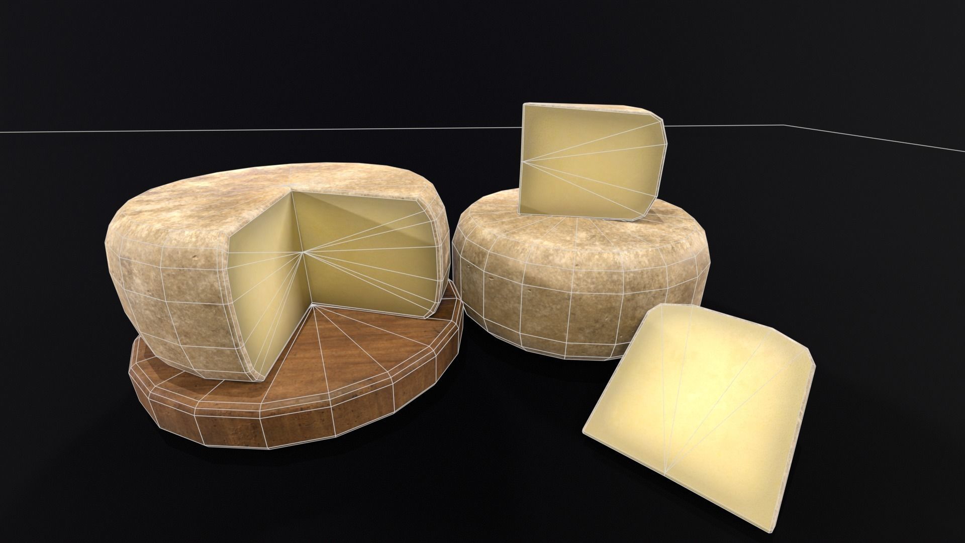 Cheese Low-poly 3D model_3