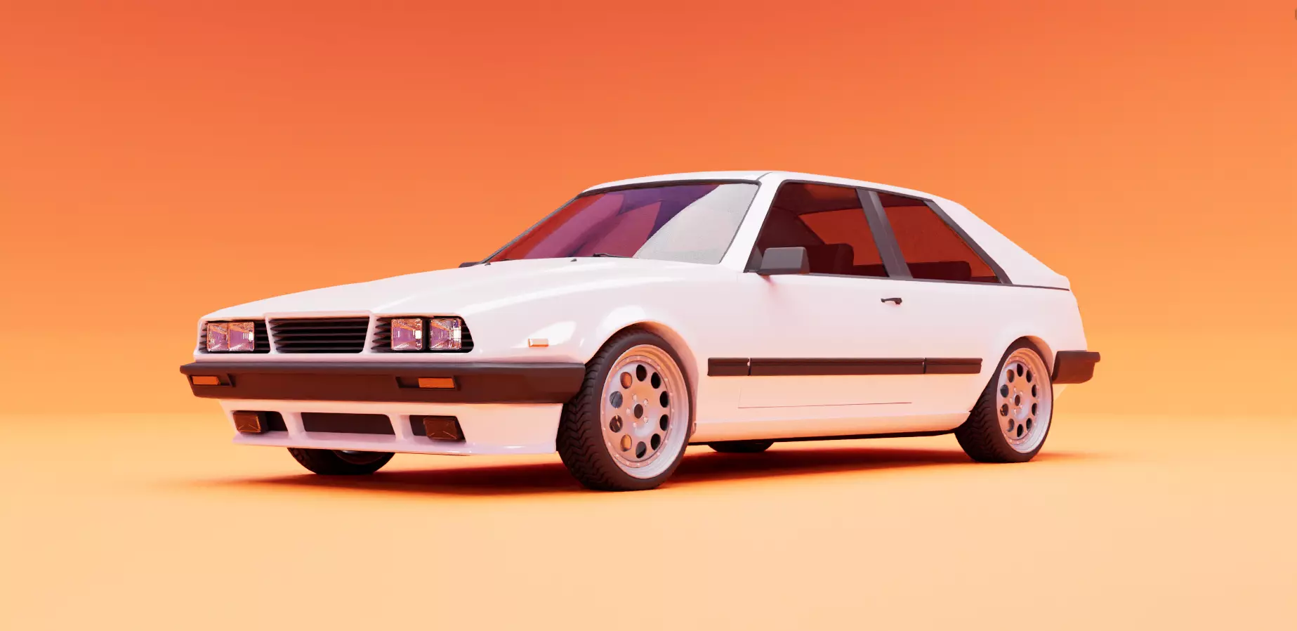 80s fastback coupe Low-poly 3D model_0