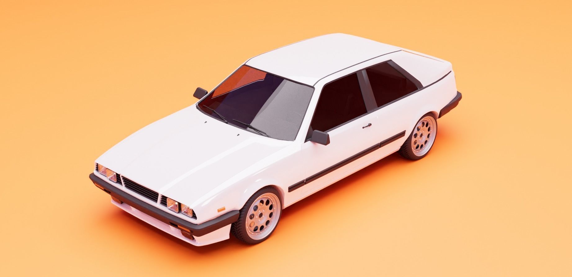 80s fastback coupe Low-poly 3D model_3