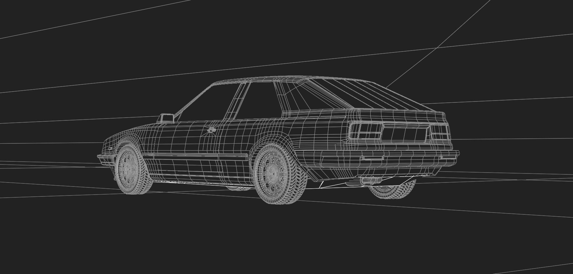 80s fastback coupe Low-poly 3D model_14
