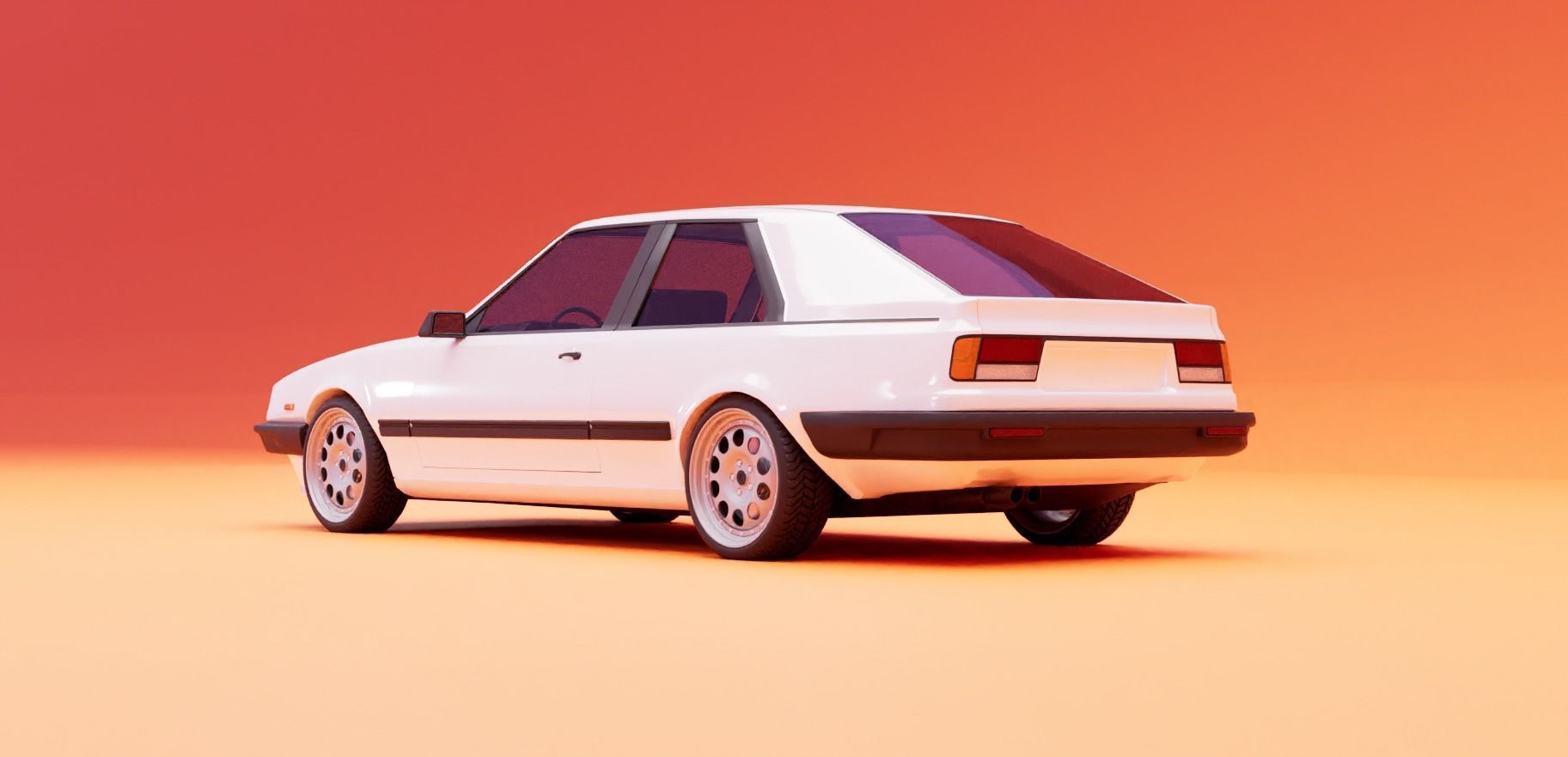 80s fastback coupe Low-poly 3D model_2