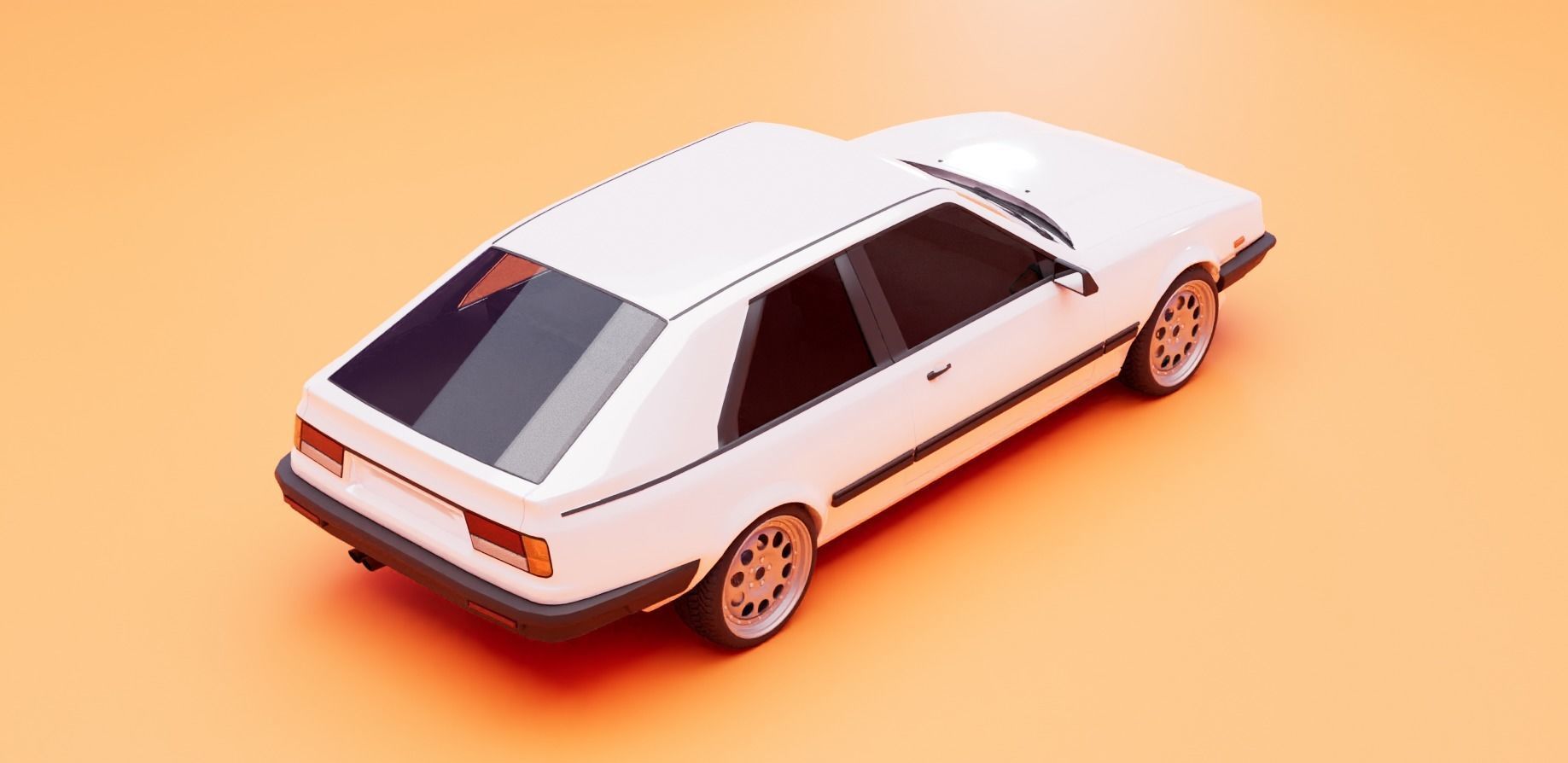 80s fastback coupe Low-poly 3D model_4