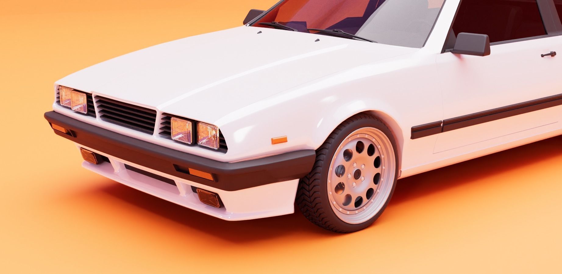 80s fastback coupe Low-poly 3D model_5