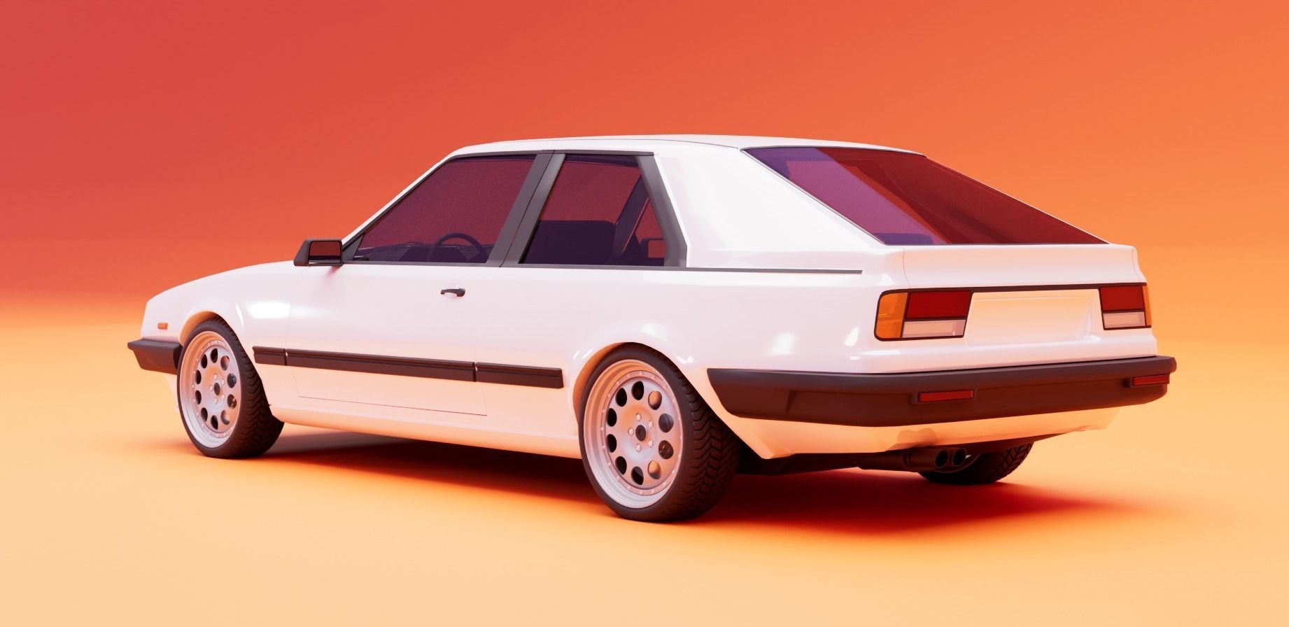 80s fastback coupe Low-poly 3D model_6