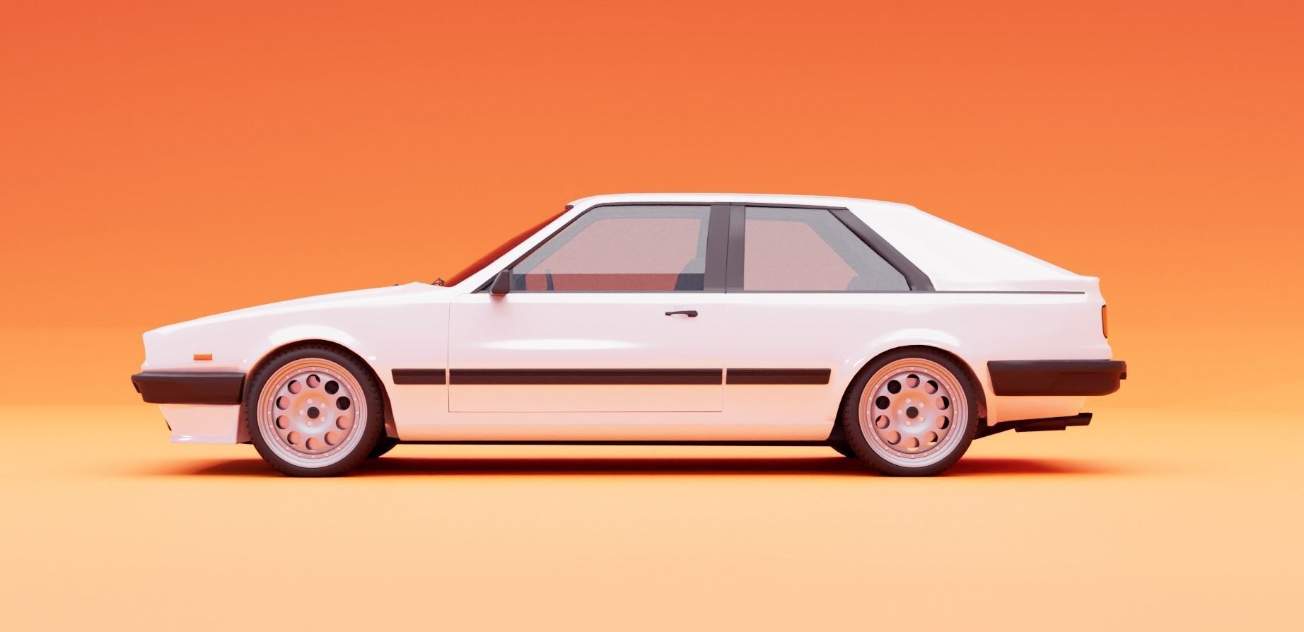 80s fastback coupe Low-poly 3D model_1