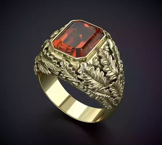 MENS RING WITH OAK LEAVES Printable Model