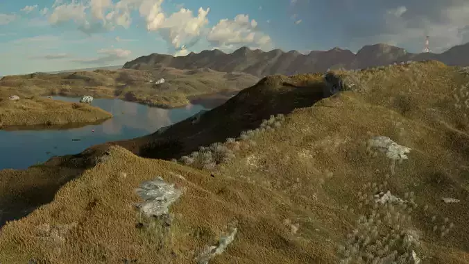 Mountains landscape with and water Free 3D model