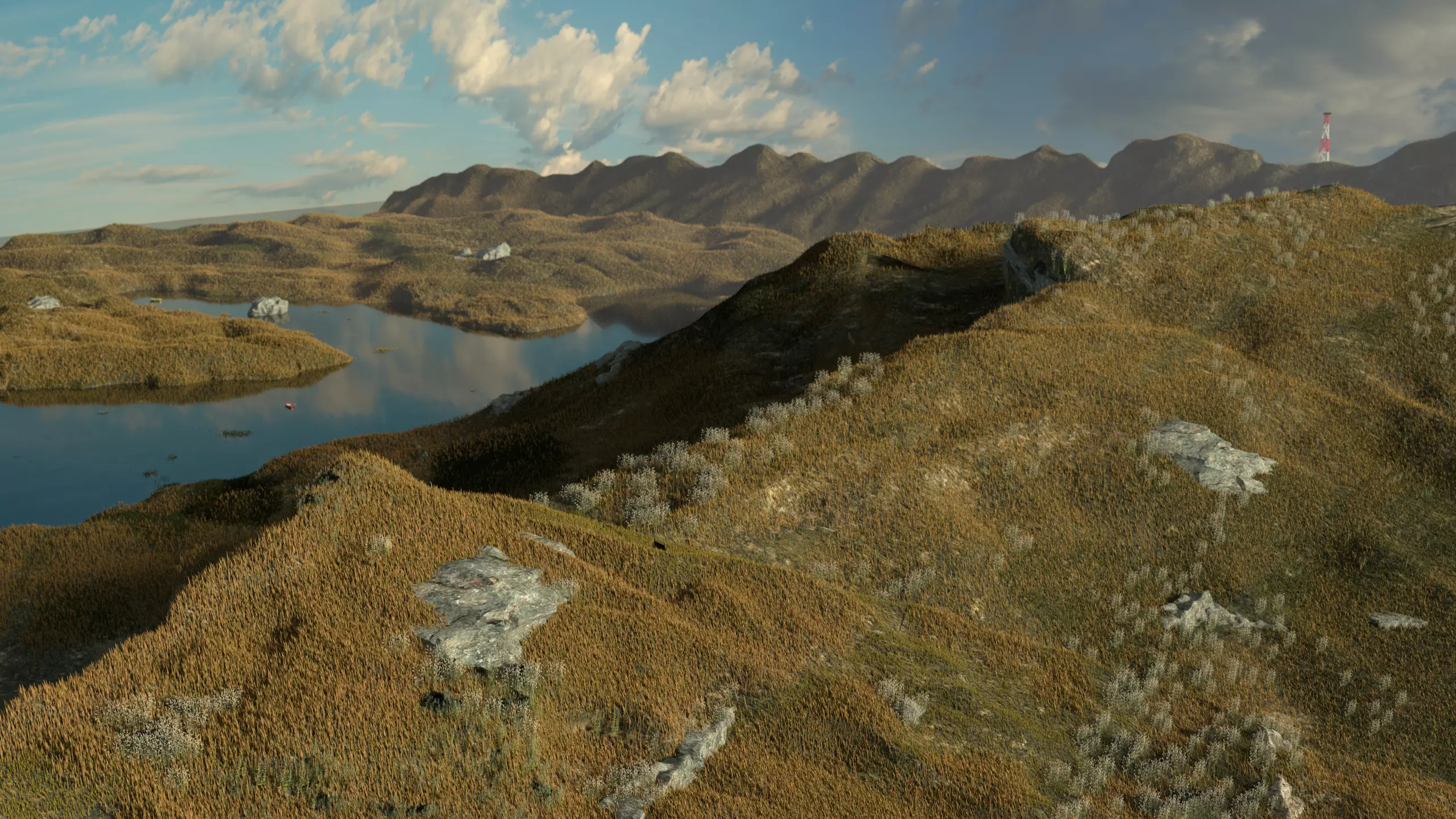 Mountains landscape with and water Free 3D model