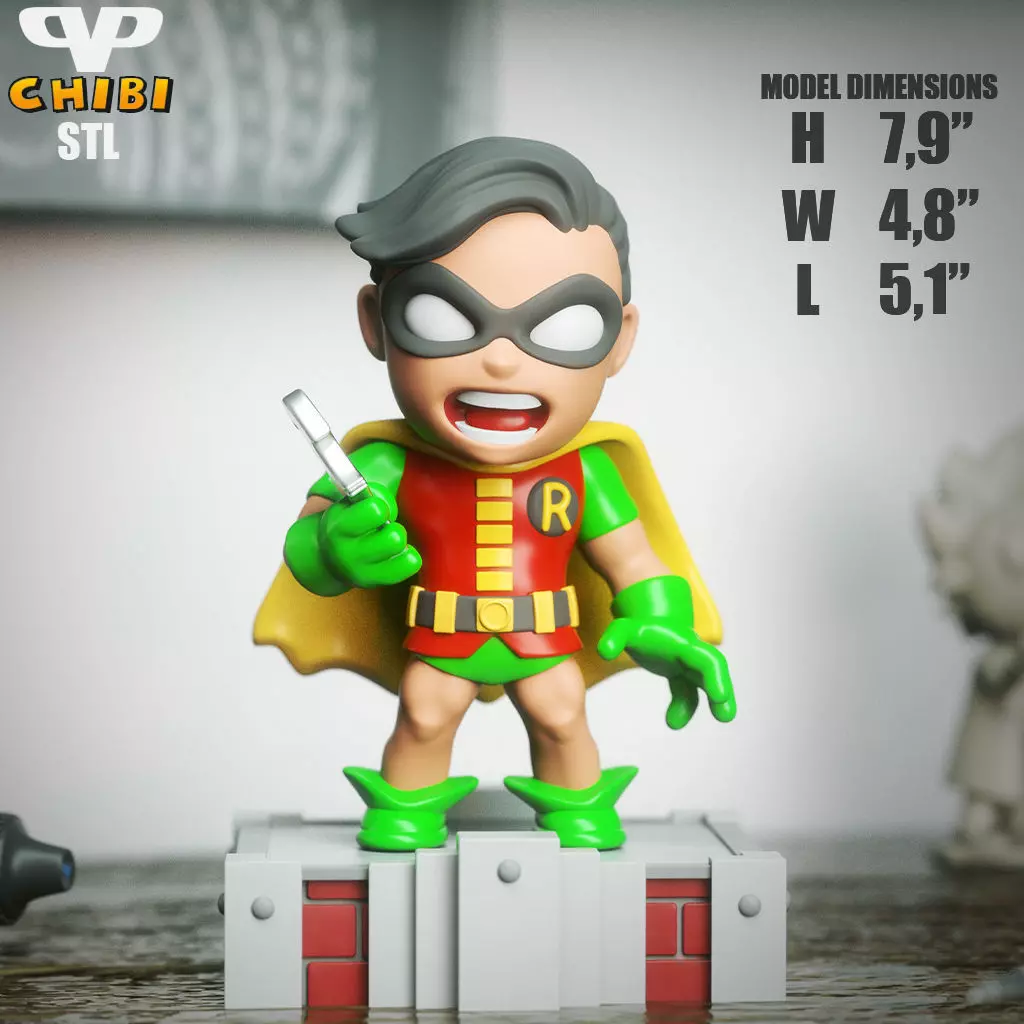 1960 Robin Chibi STL for 3D Printing ChibiSTL 3DXM 3D print model_5