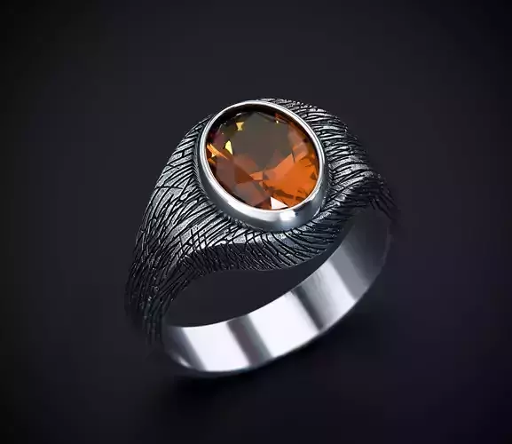 MENS RING WITH AN OVAL STONE Printable Model