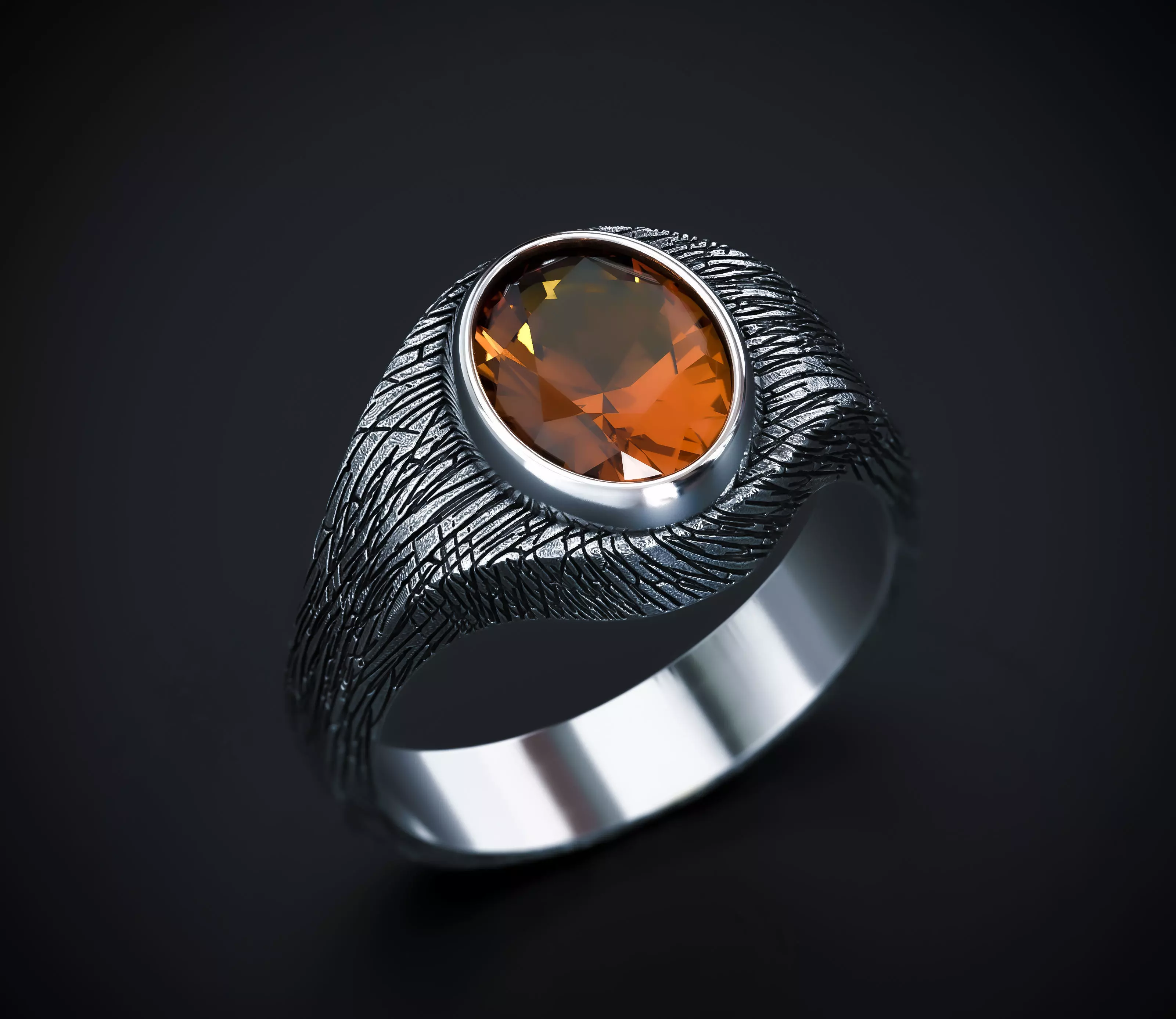 MENS RING WITH AN OVAL STONE Printable Model 3D print model