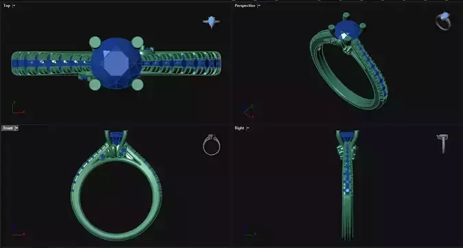 4 Prong Diamond Engagement Ring with sidestones 