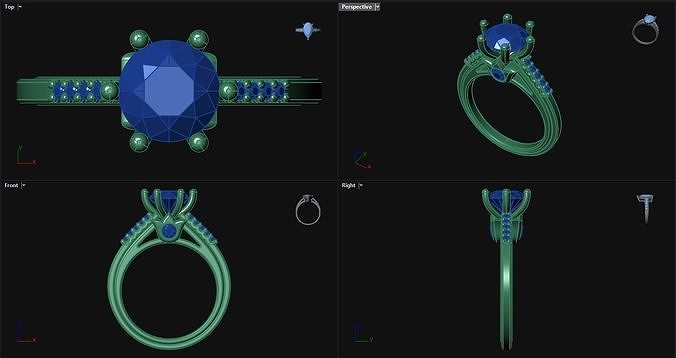 1ct Diamond Round Engagement Ring  3D print model