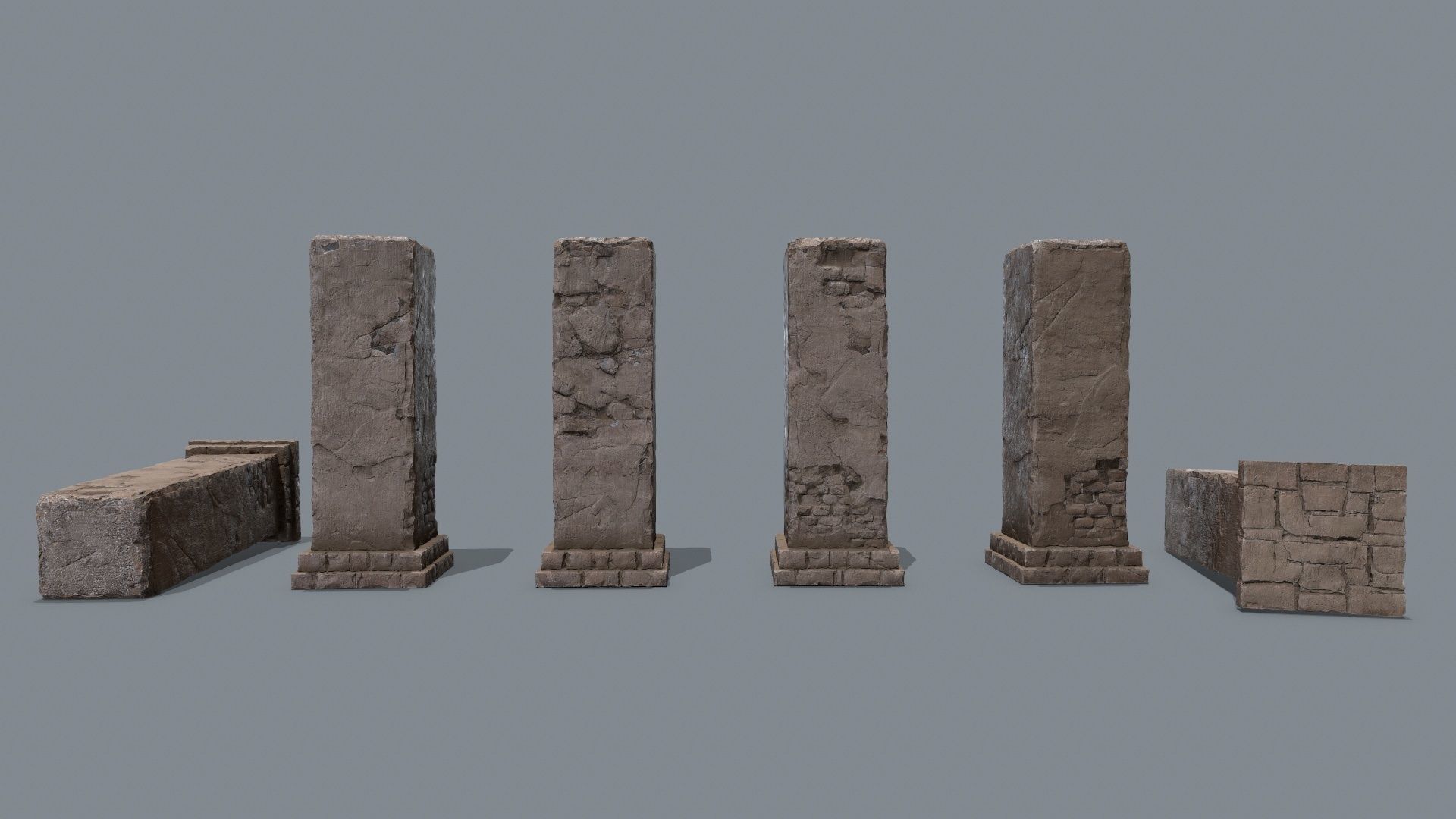monument ruins Low-poly 3D model_1