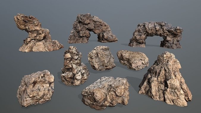 desert rocks Low-poly 3D model