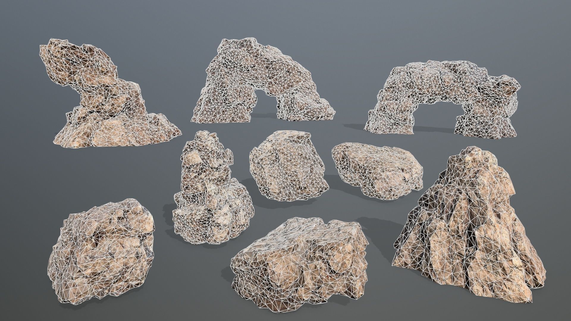 desert rocks Low-poly 3D model_19