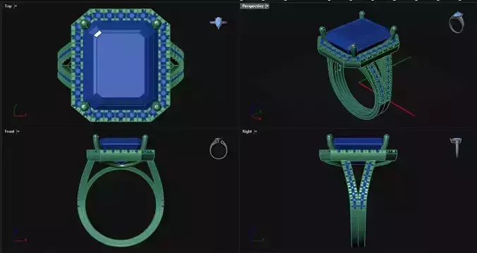 Diamond Emerald Engagement Ring 