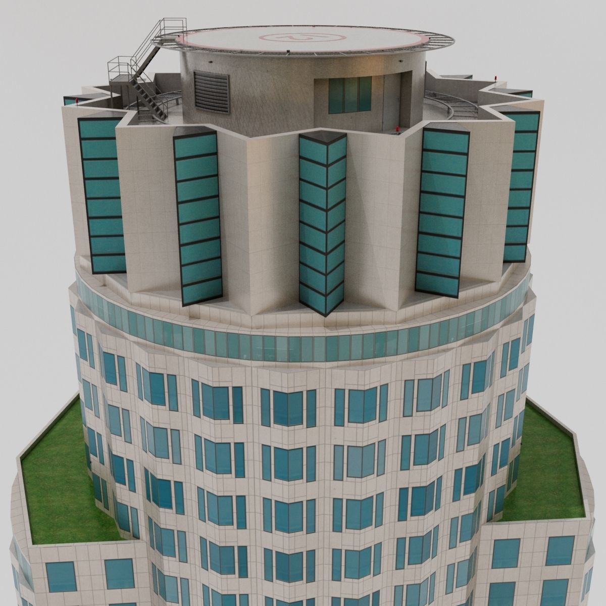 Tall Skyscraper Tower Downtown Bank  Low-poly 3D model_14