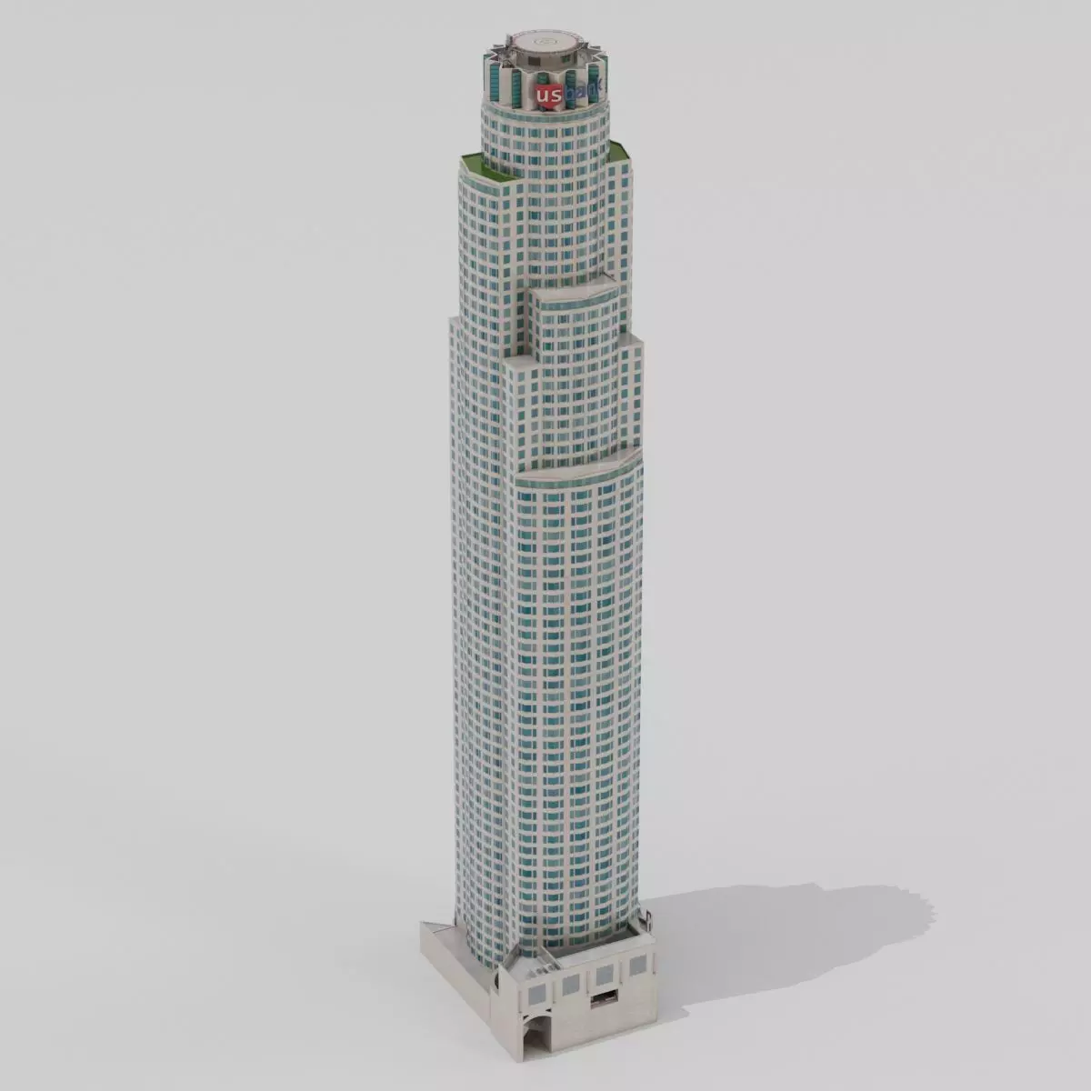Tall Skyscraper Tower Downtown Bank  Low-poly 3D model_0