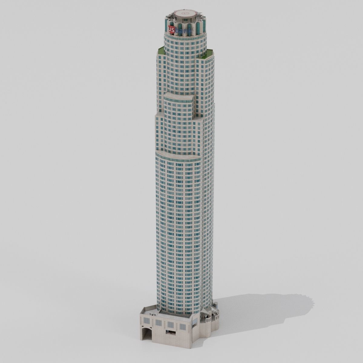 Tall Skyscraper Tower Downtown Bank  Low-poly 3D model_3