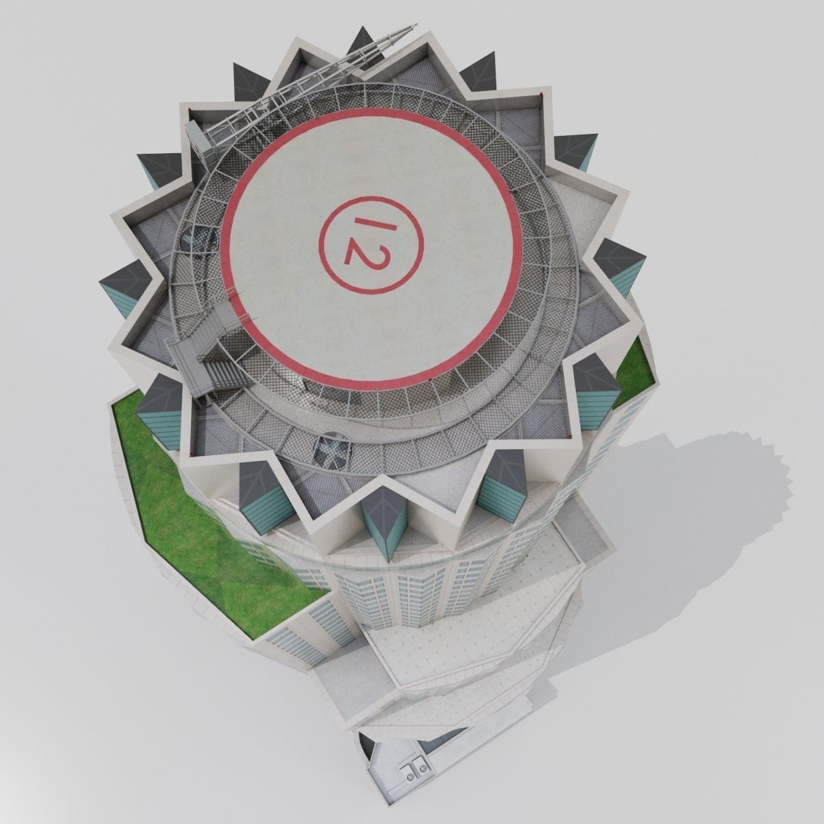 Tall Skyscraper Tower Downtown Bank  Low-poly 3D model_13