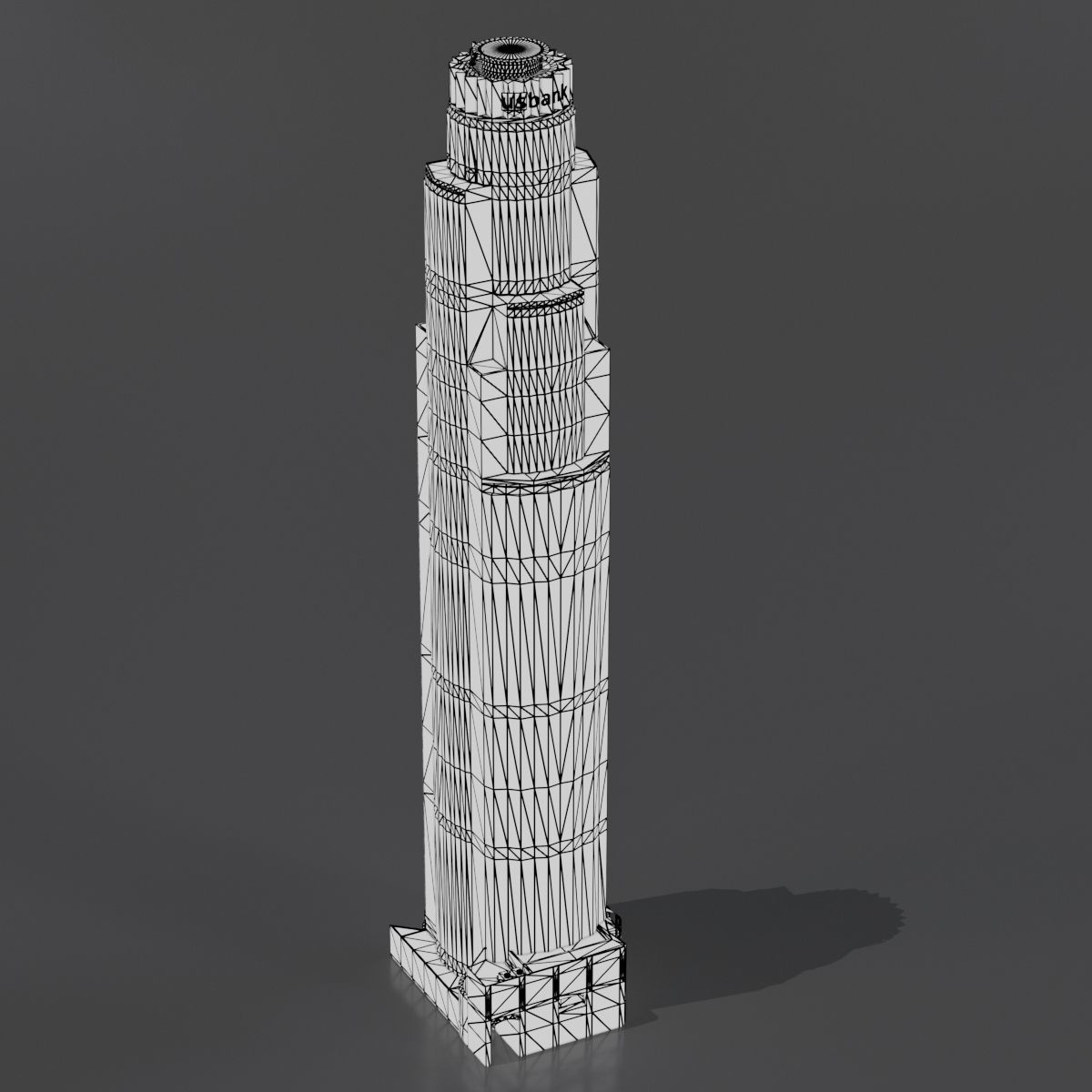 Tall Skyscraper Tower Downtown Bank  Low-poly 3D model_7