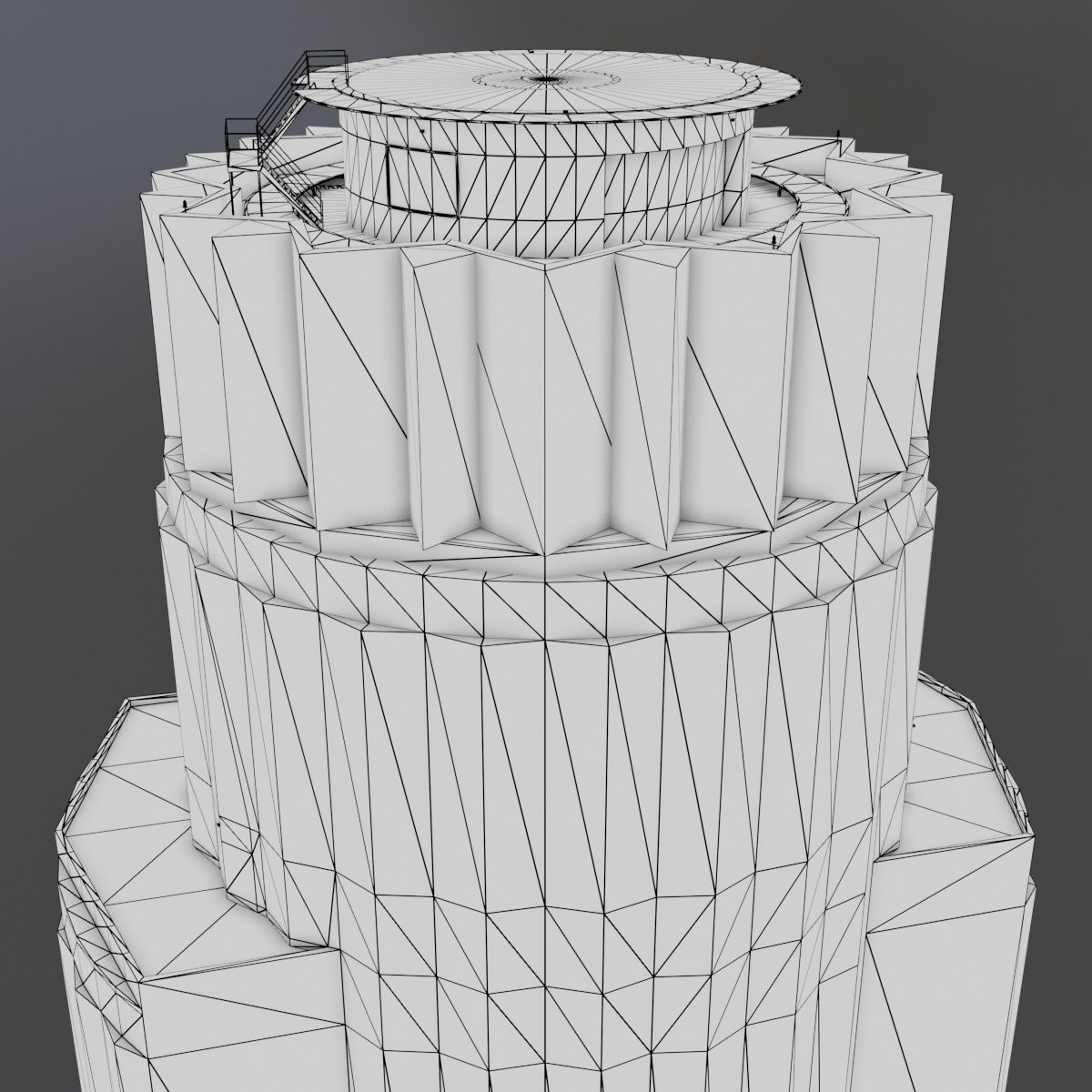 Tall Skyscraper Tower Downtown Bank  Low-poly 3D model_16