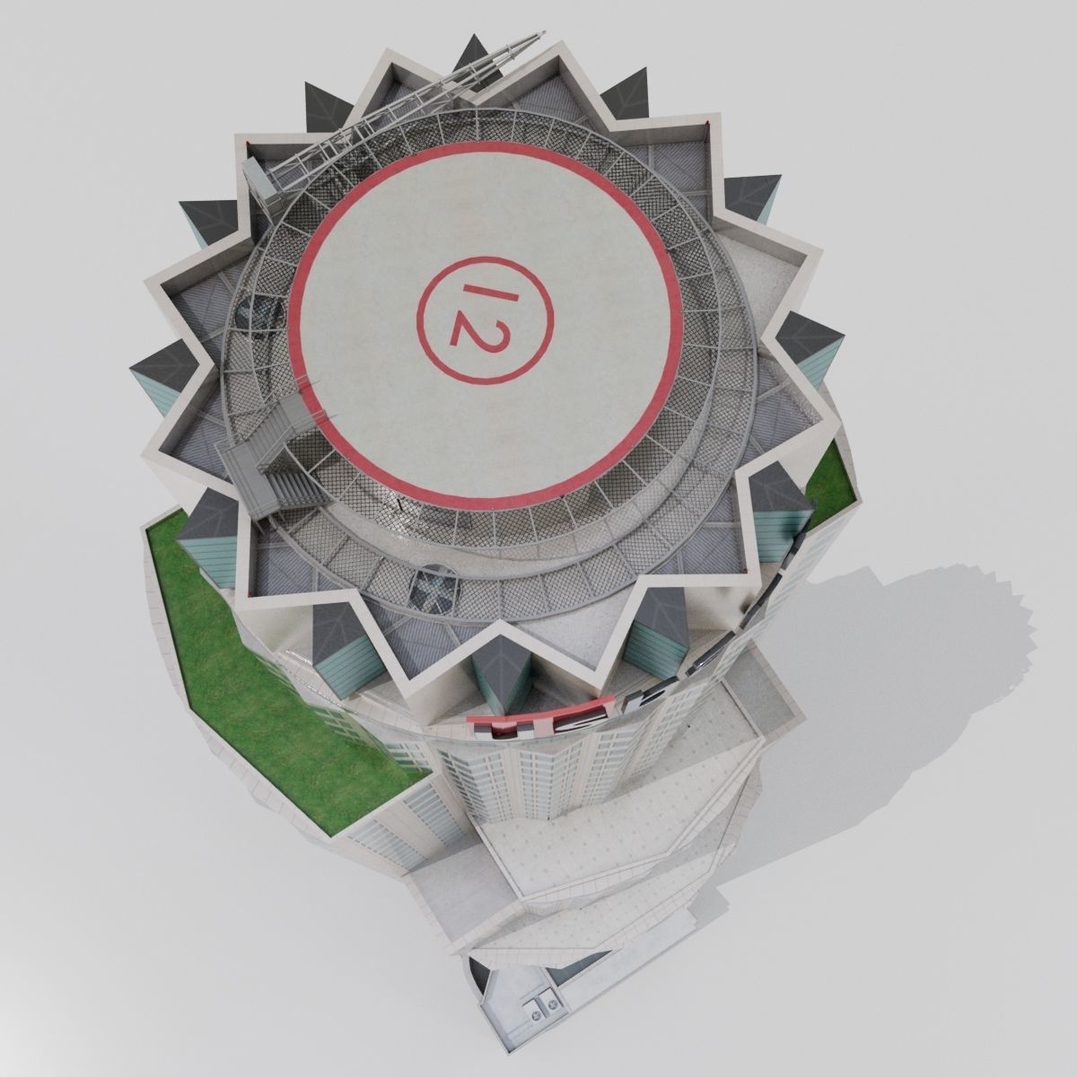 Tall Skyscraper Tower Downtown Bank  Low-poly 3D model_4