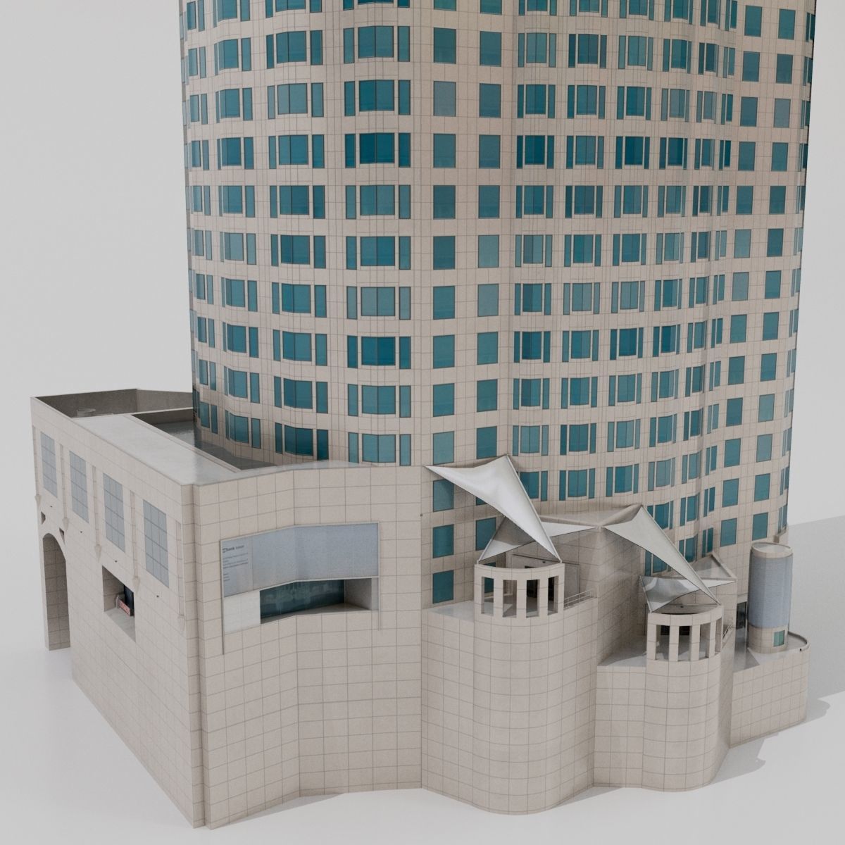 Tall Skyscraper Tower Downtown Bank  Low-poly 3D model_5