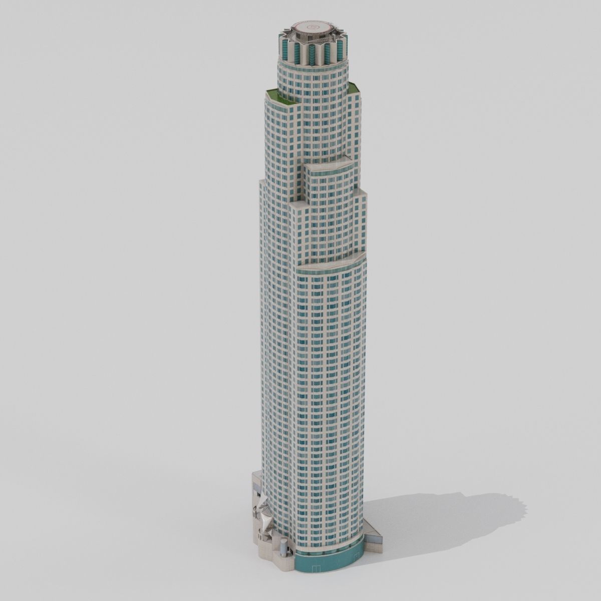 Tall Skyscraper Tower Downtown Bank  Low-poly 3D model_2