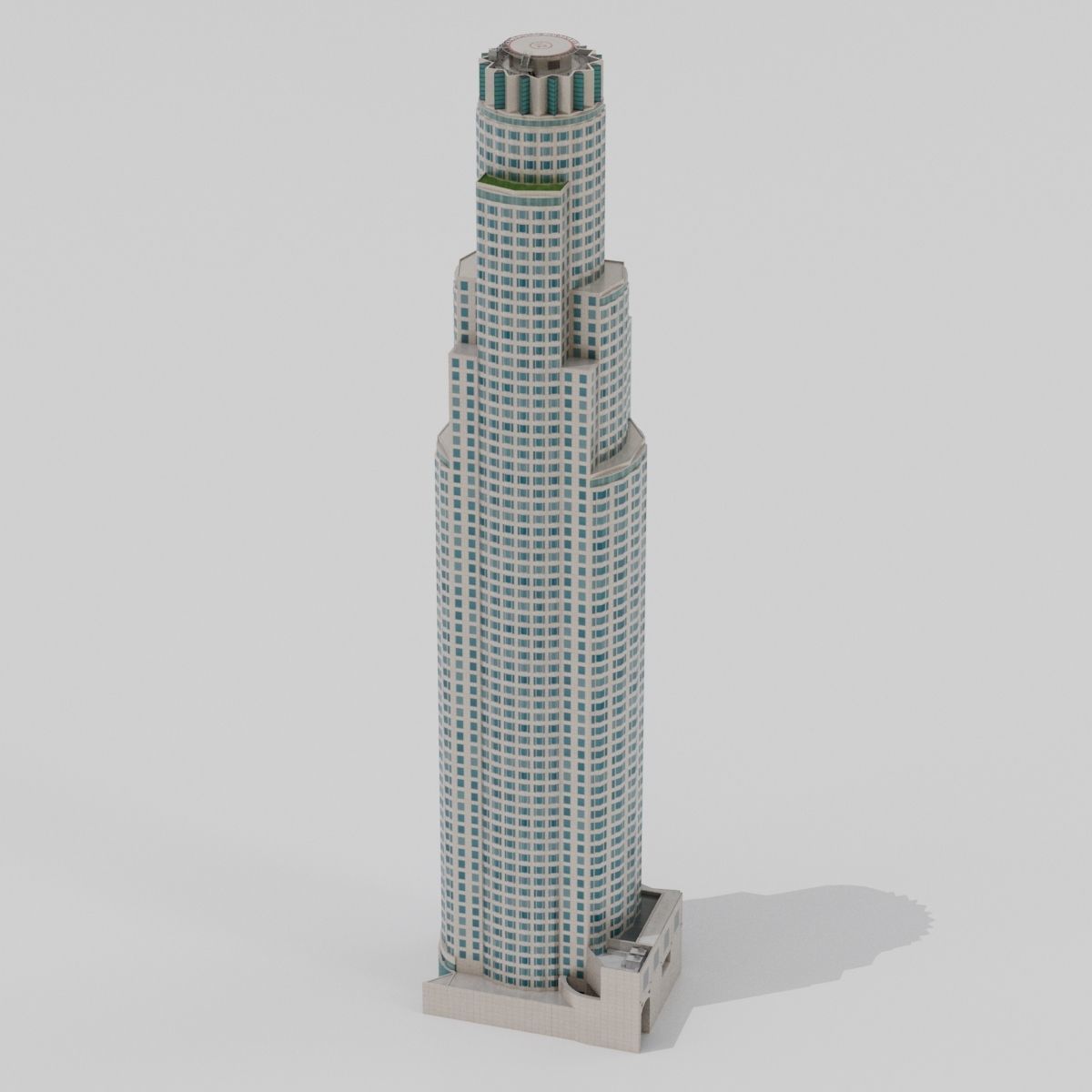Tall Skyscraper Tower Downtown Bank  Low-poly 3D model_10
