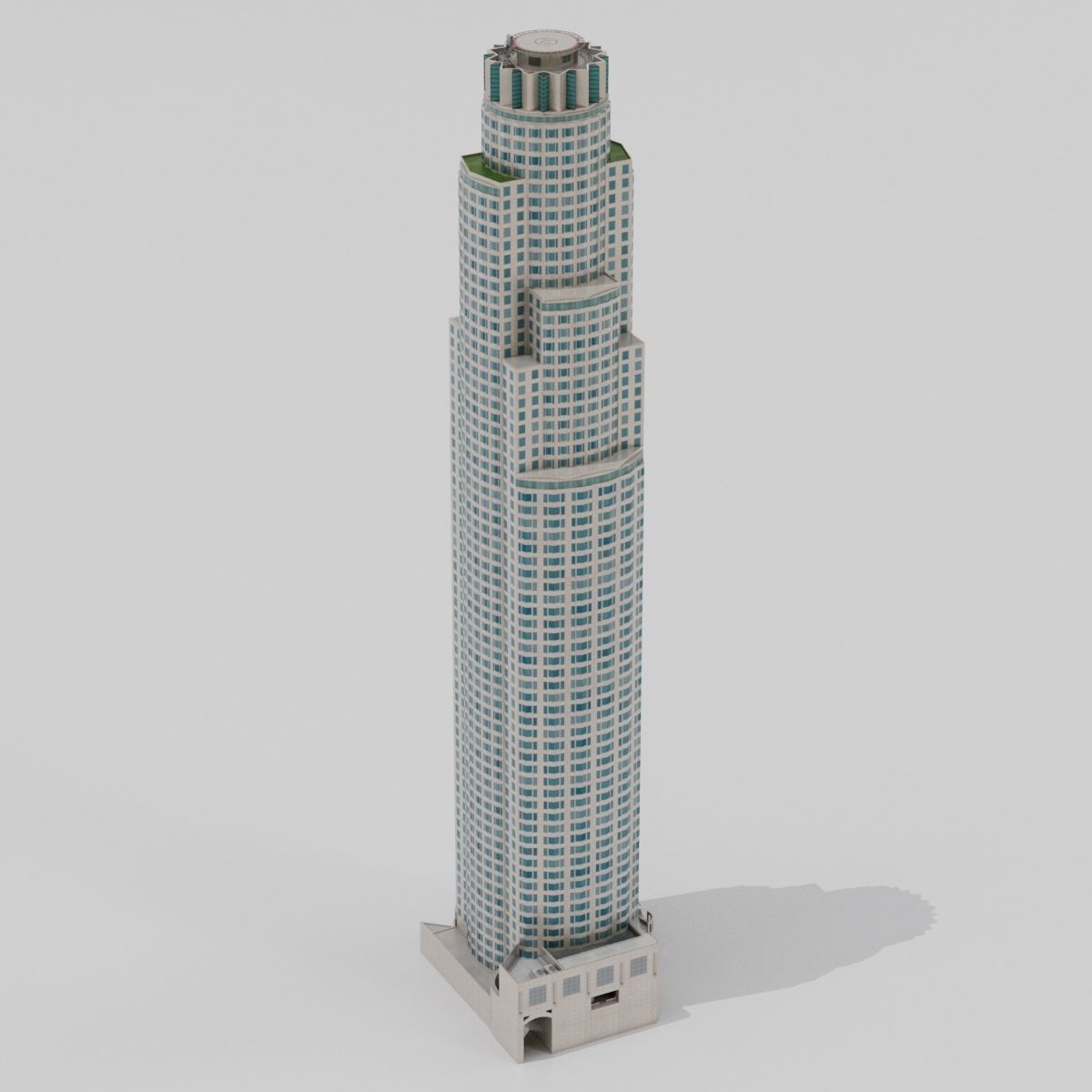 Tall Skyscraper Tower Downtown Bank  Low-poly 3D model_9