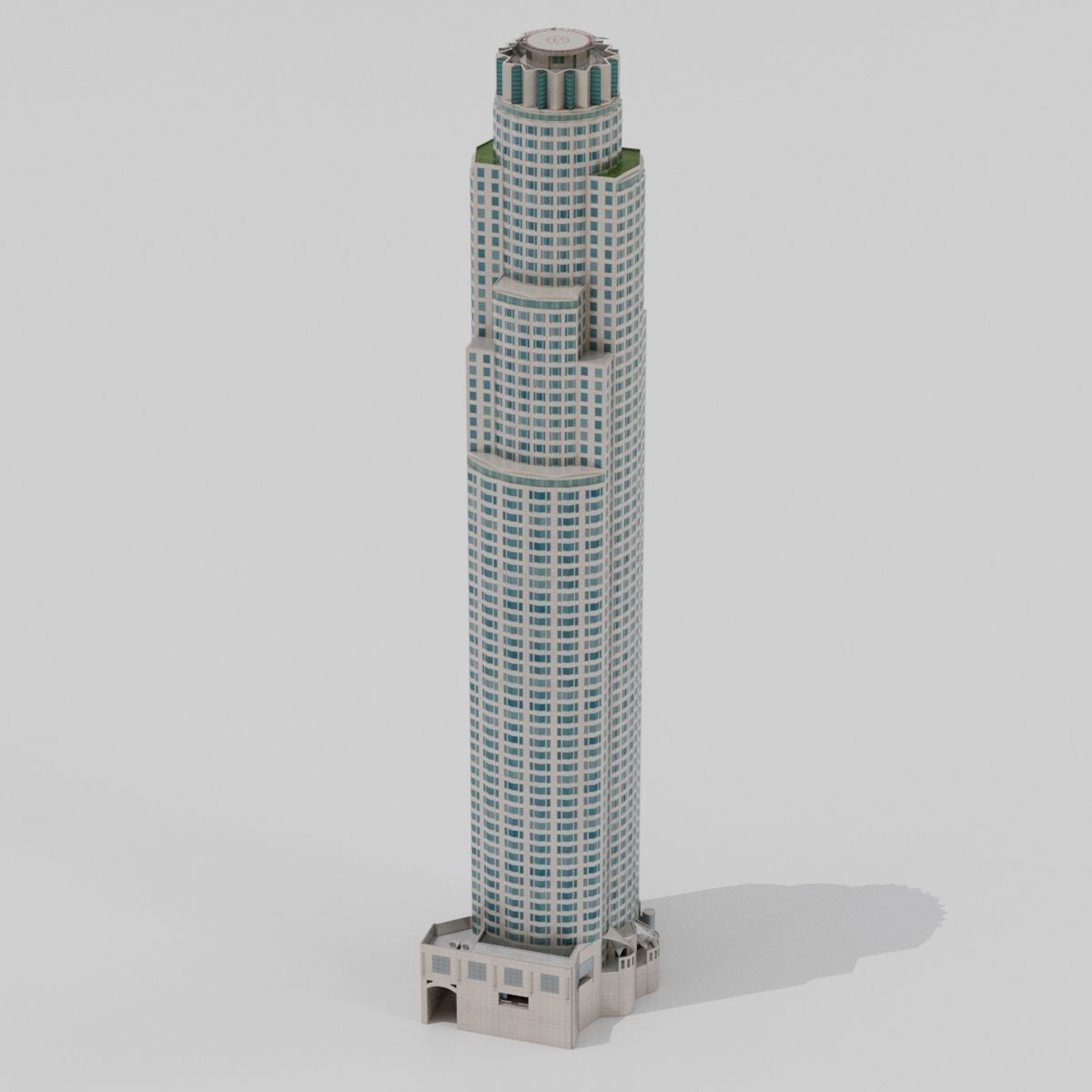Tall Skyscraper Tower Downtown Bank  Low-poly 3D model_12
