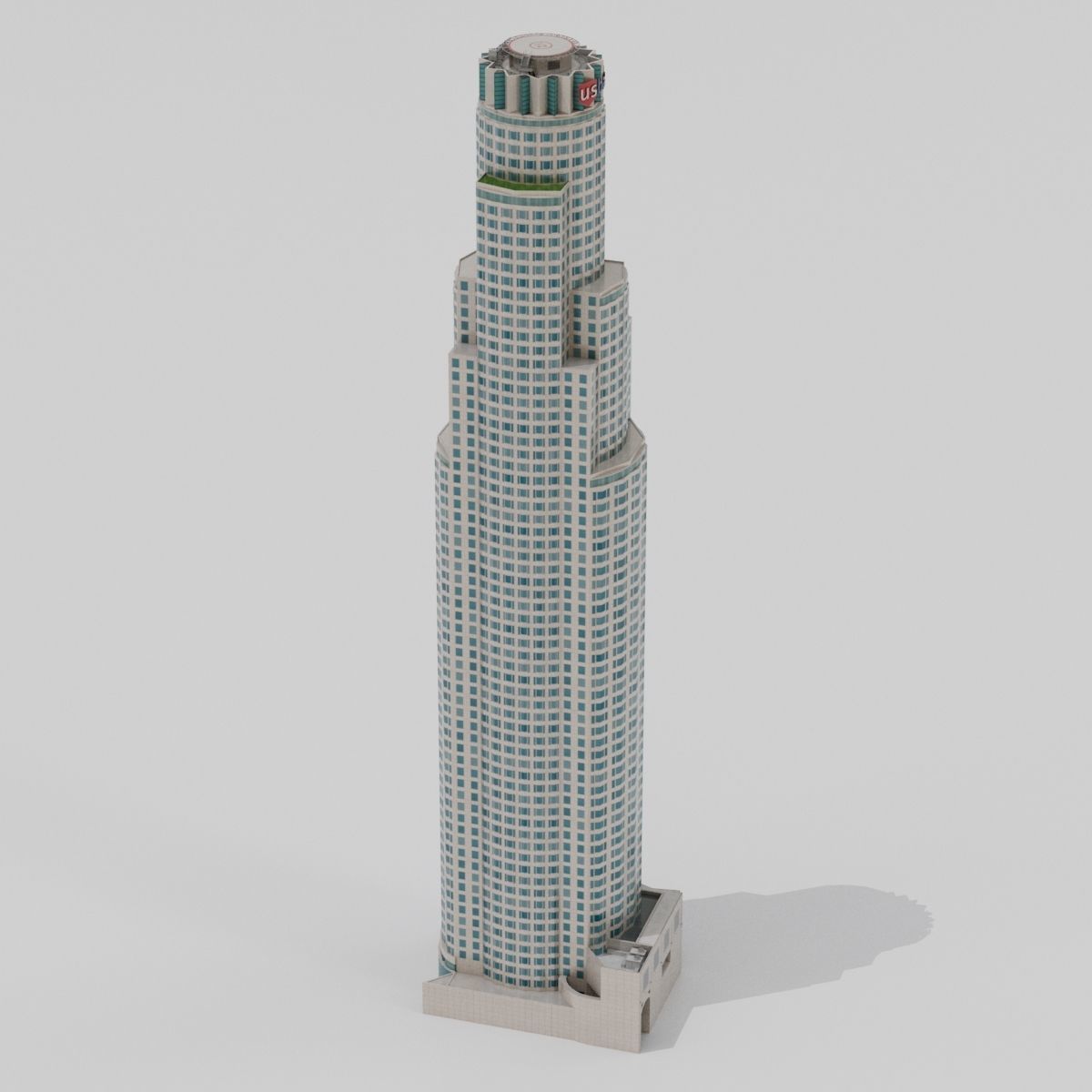 Tall Skyscraper Tower Downtown Bank  Low-poly 3D model_1
